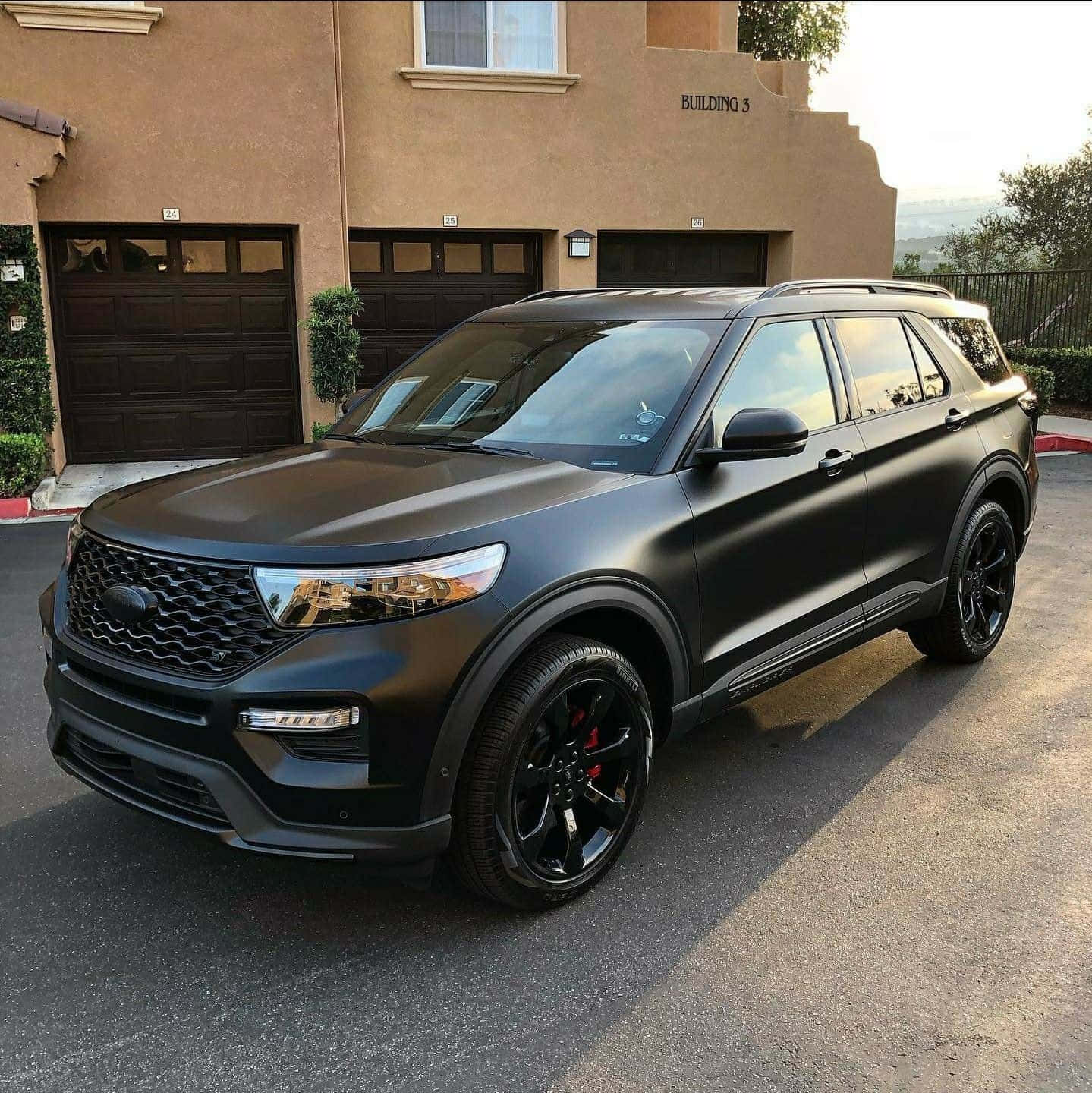 Ford Explorer, matte black, black rims, HD Phone Wallpaper