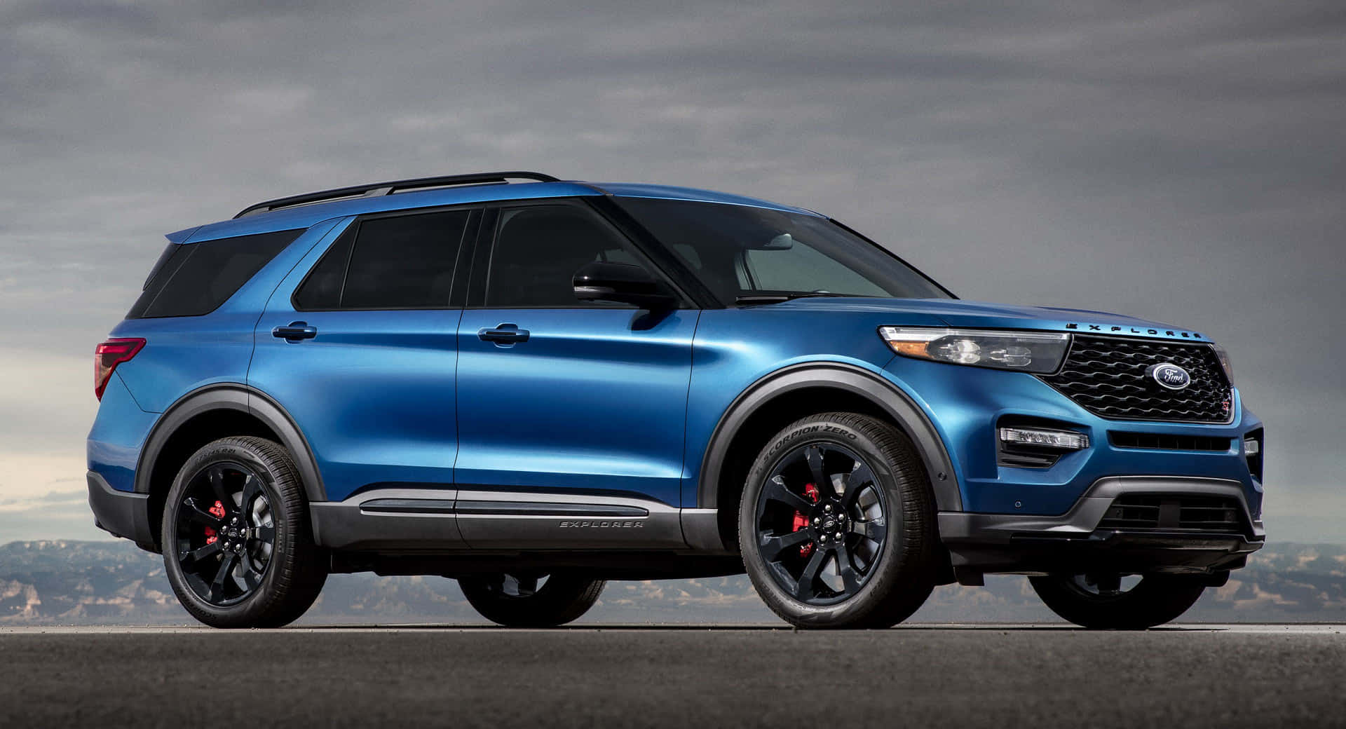 Ford Explorer, blue, black accents, Full HD Desktop Wallpaper