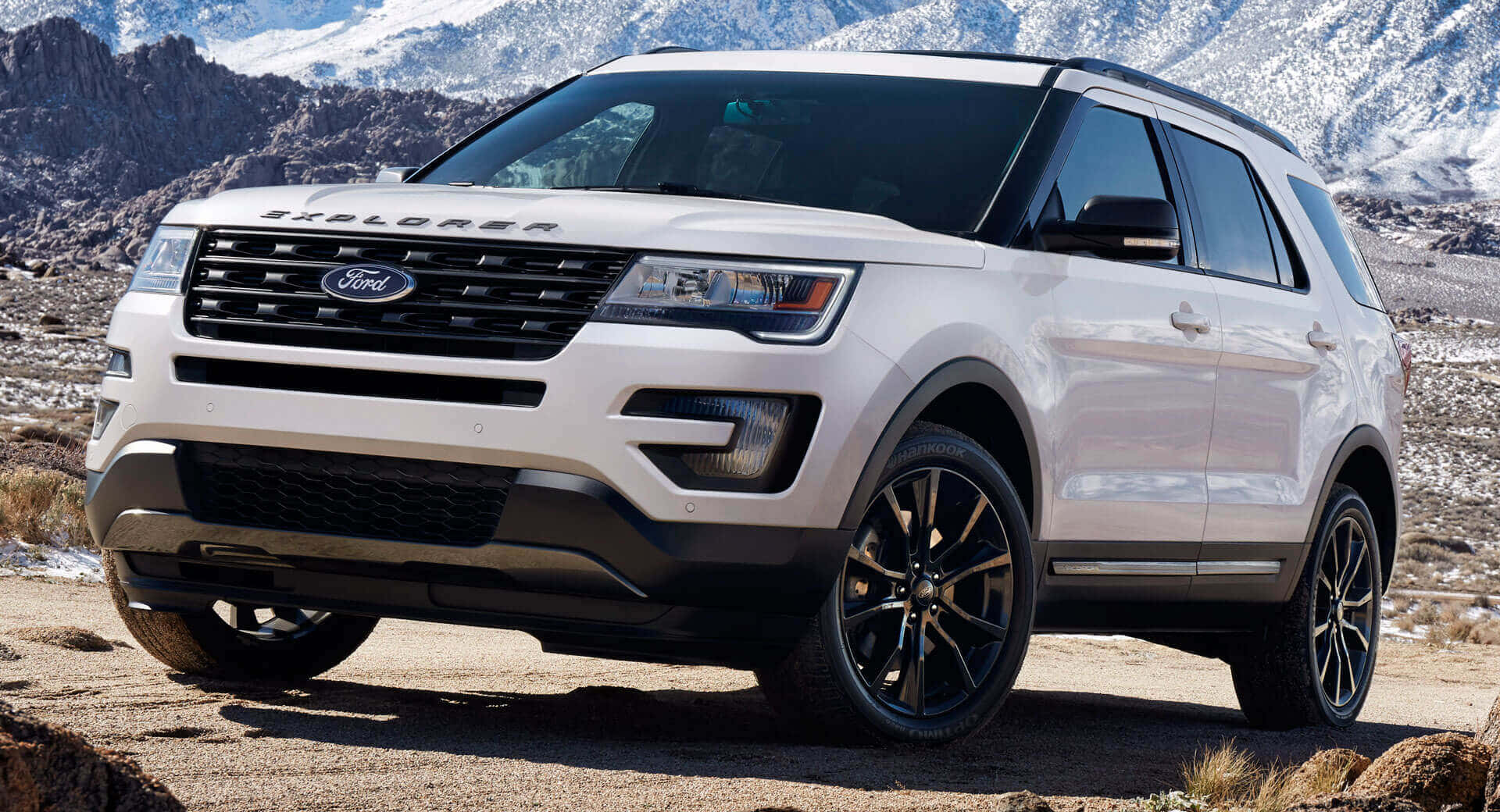 Ford Explorer, white, rocky terrain, Full HD Desktop Wallpaper