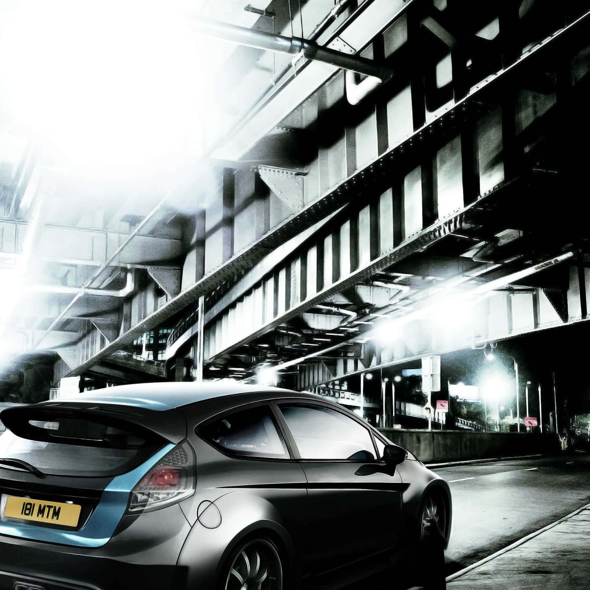 Ford Fiesta, 2000, steel bridge, Full HD Desktop Wallpaper