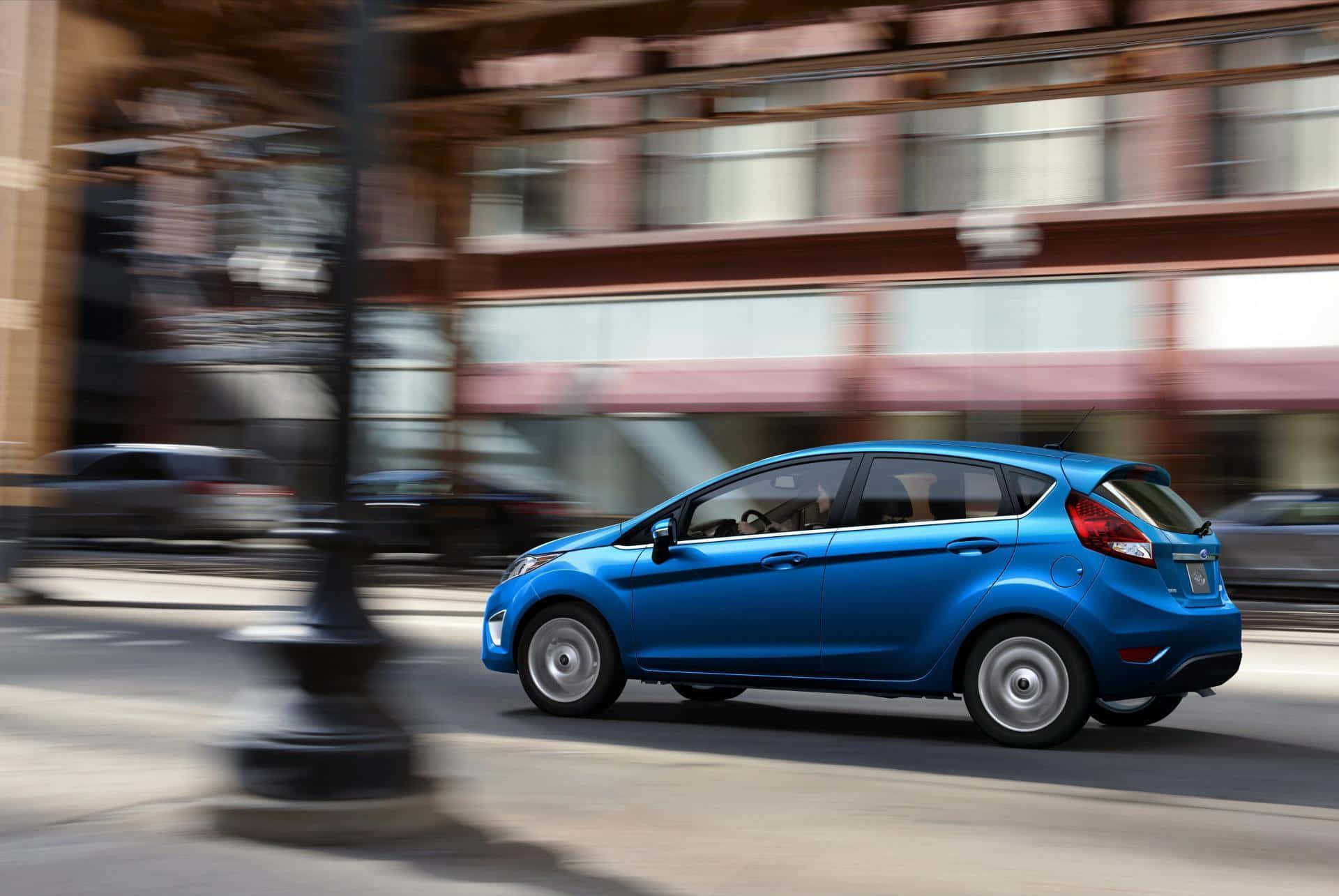 Ford Fiesta, vibrant blue, compact car, Full HD Desktop Wallpaper