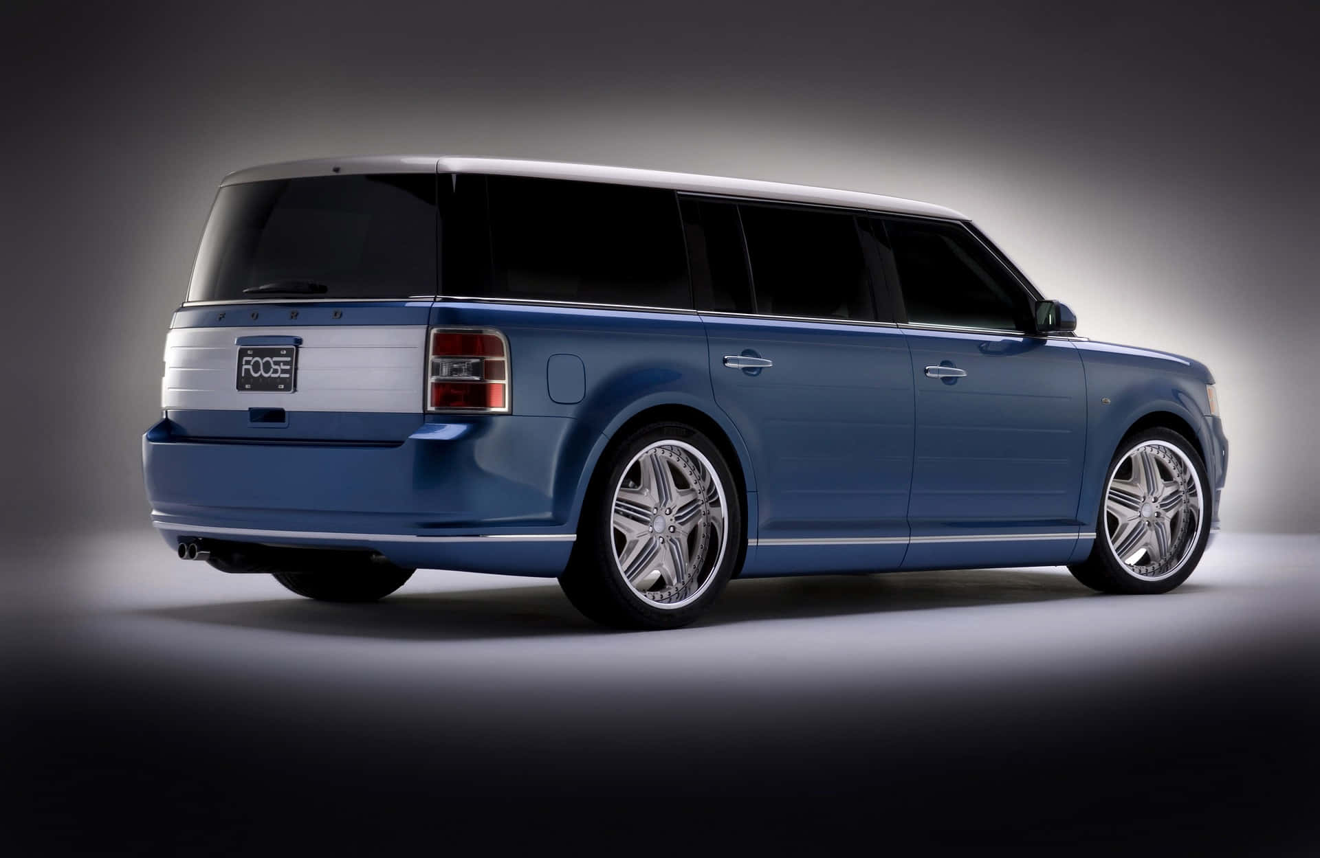 Ford Flex, blue, custom chrome wheels, Full HD Desktop Wallpaper