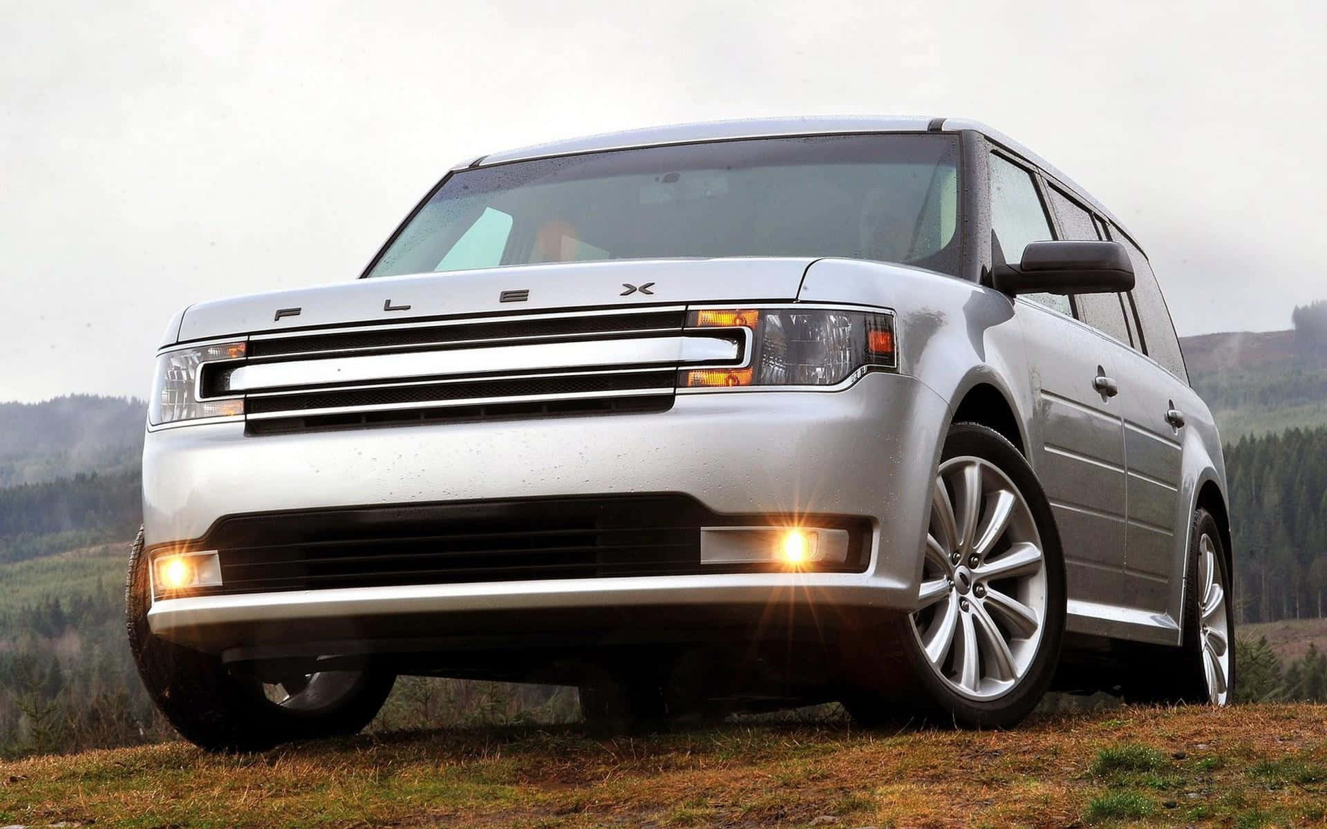 Ford Flex, silver, grassy hill, Full HD Desktop Wallpaper