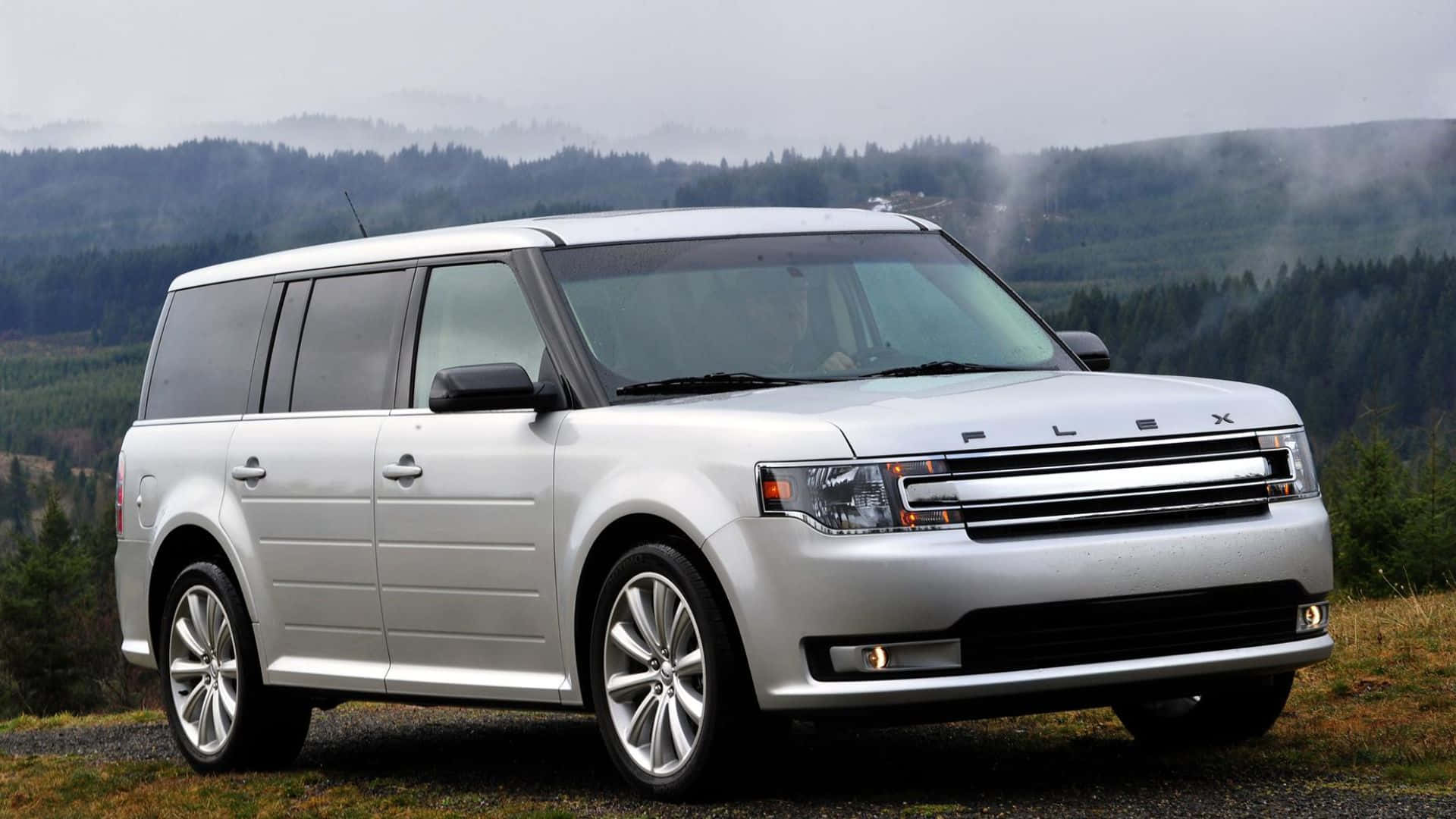 Ford Flex, silver, mountain road, Full HD Desktop Wallpaper