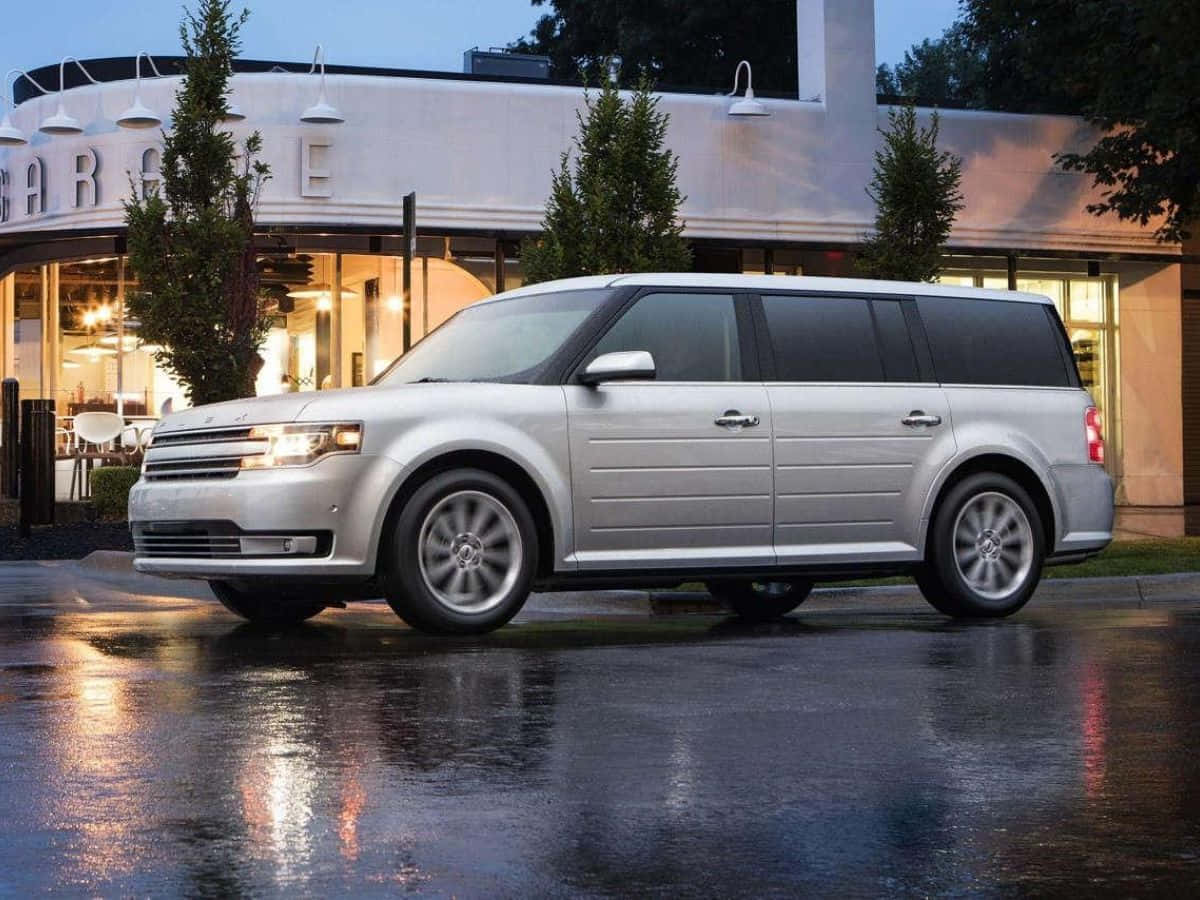 Ford Flex, silver, wet pavement, SD Desktop Wallpaper