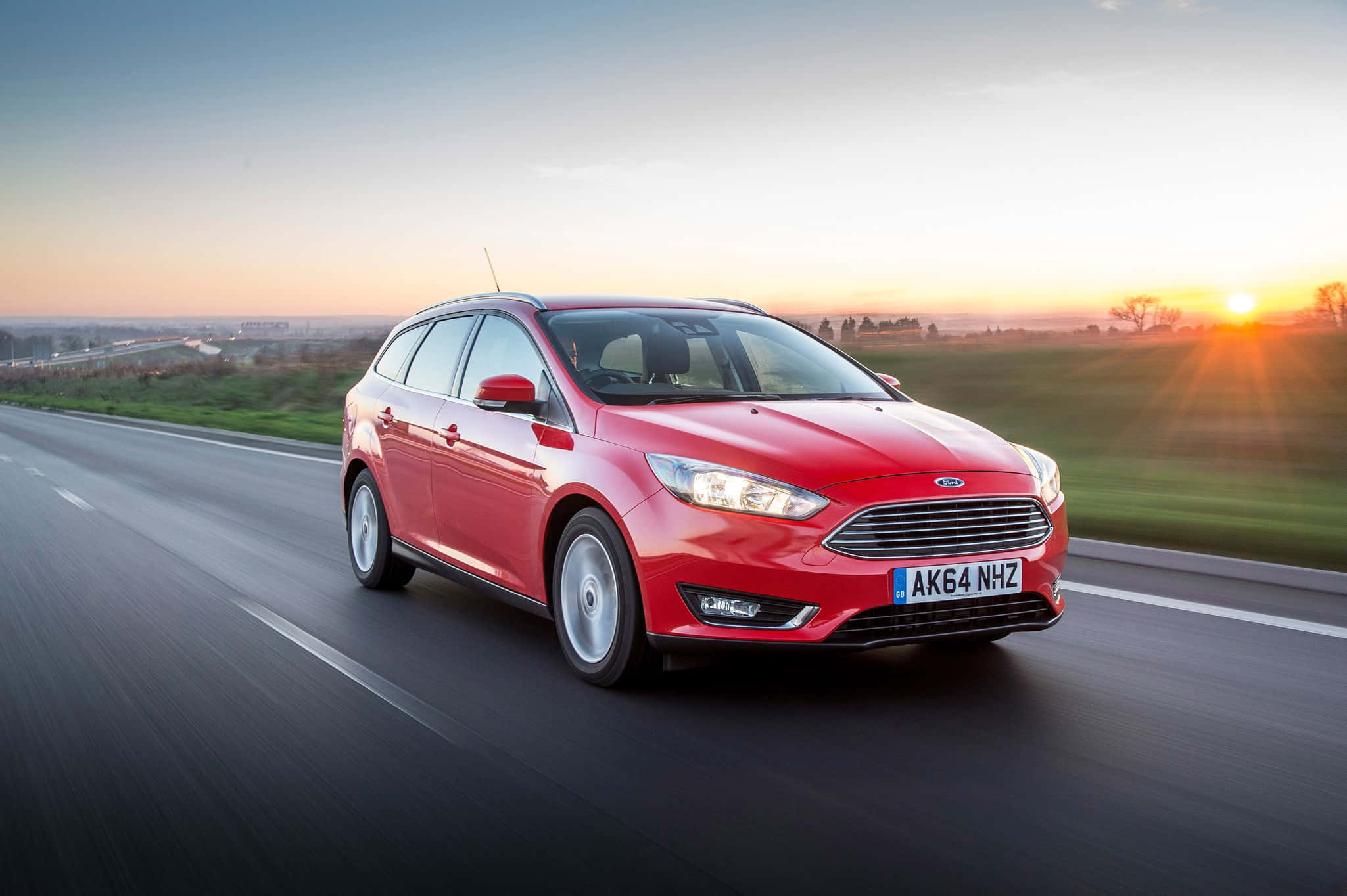 Ford Focus, estate car, highway, Full HD Desktop Wallpaper