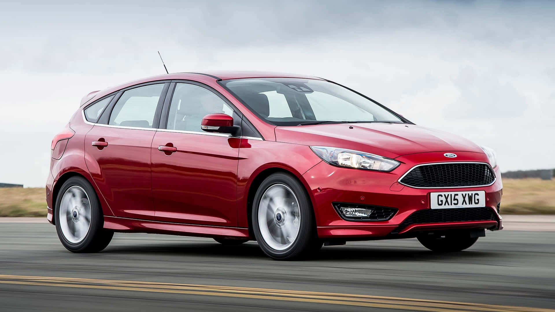 Ford Focus, red, hatchback, Full HD Desktop Wallpaper