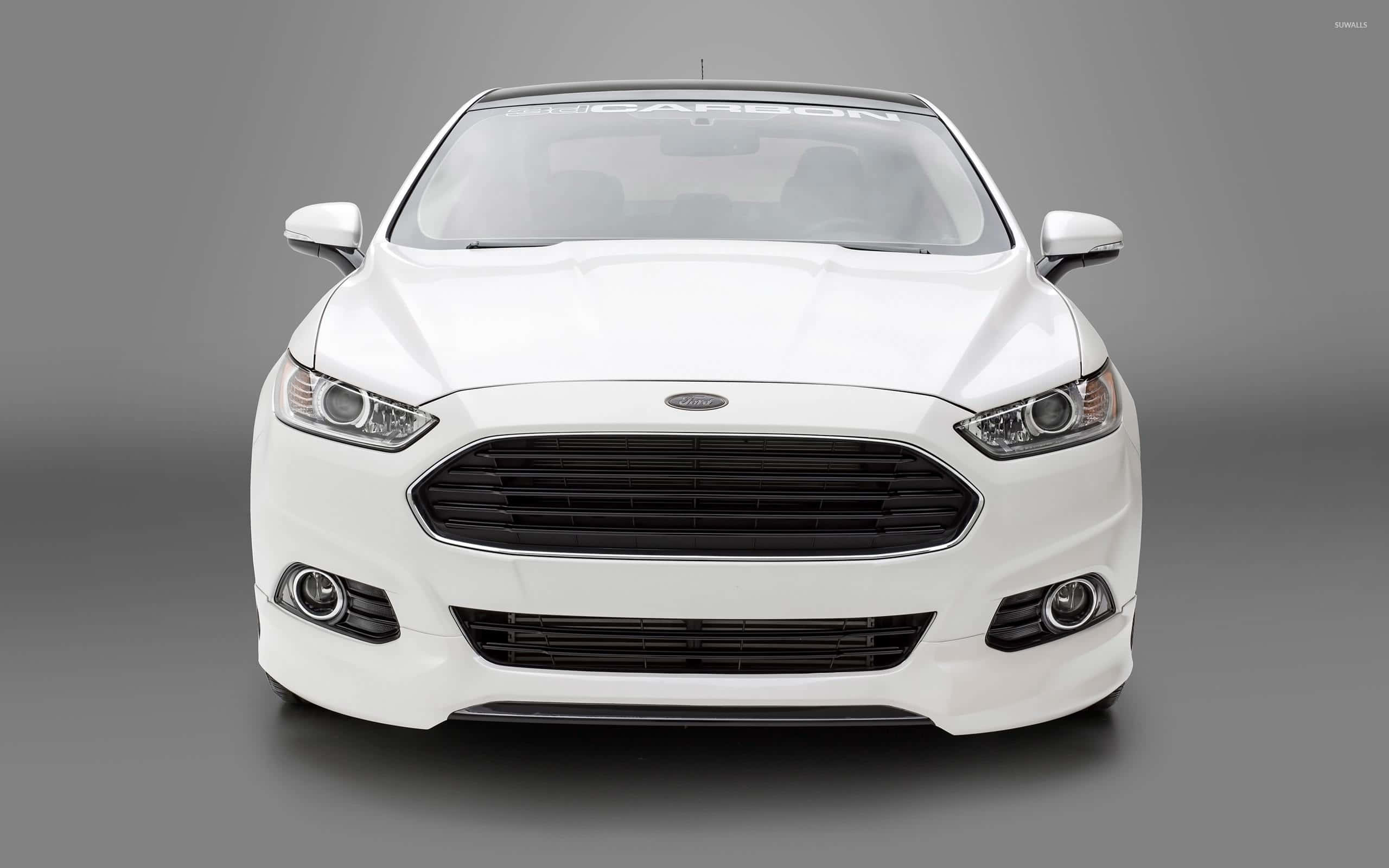 Ford Fusion, white, sleek headlights, 2K Desktop Wallpaper
