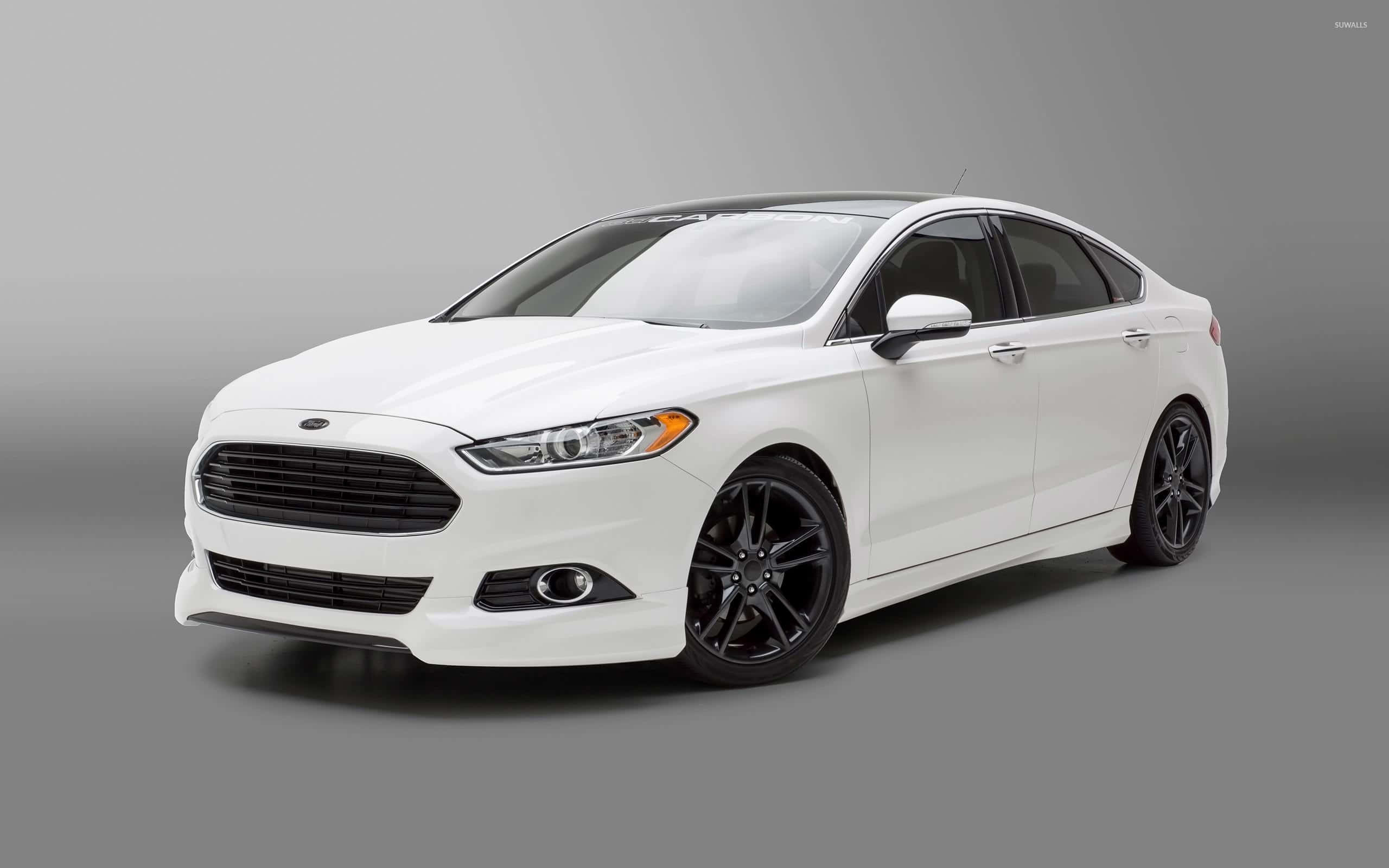 Ford Fusion, white, black rims, 2K Desktop Wallpaper