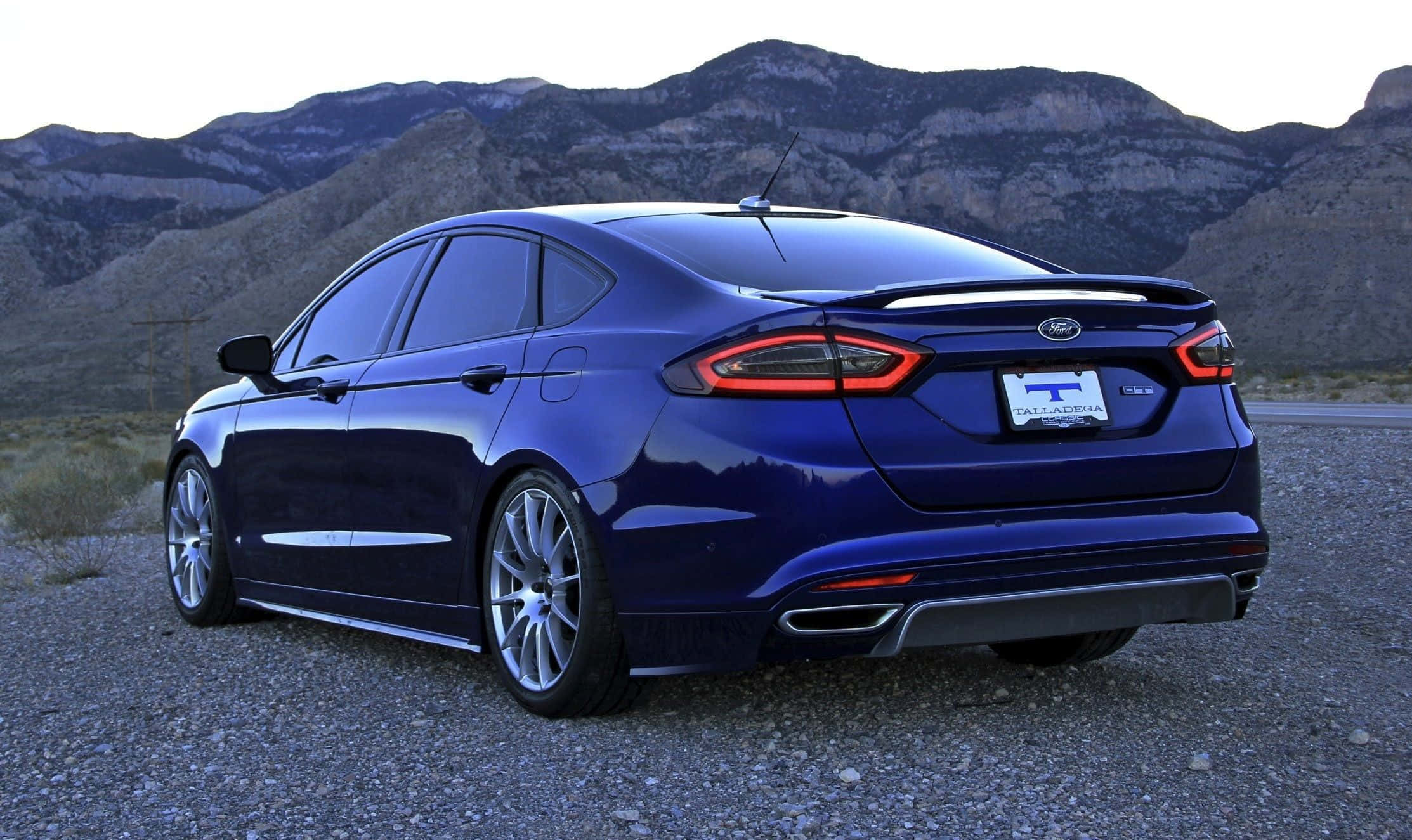 Ford Fusion, glossy blue, gravel, Full HD Desktop Wallpaper