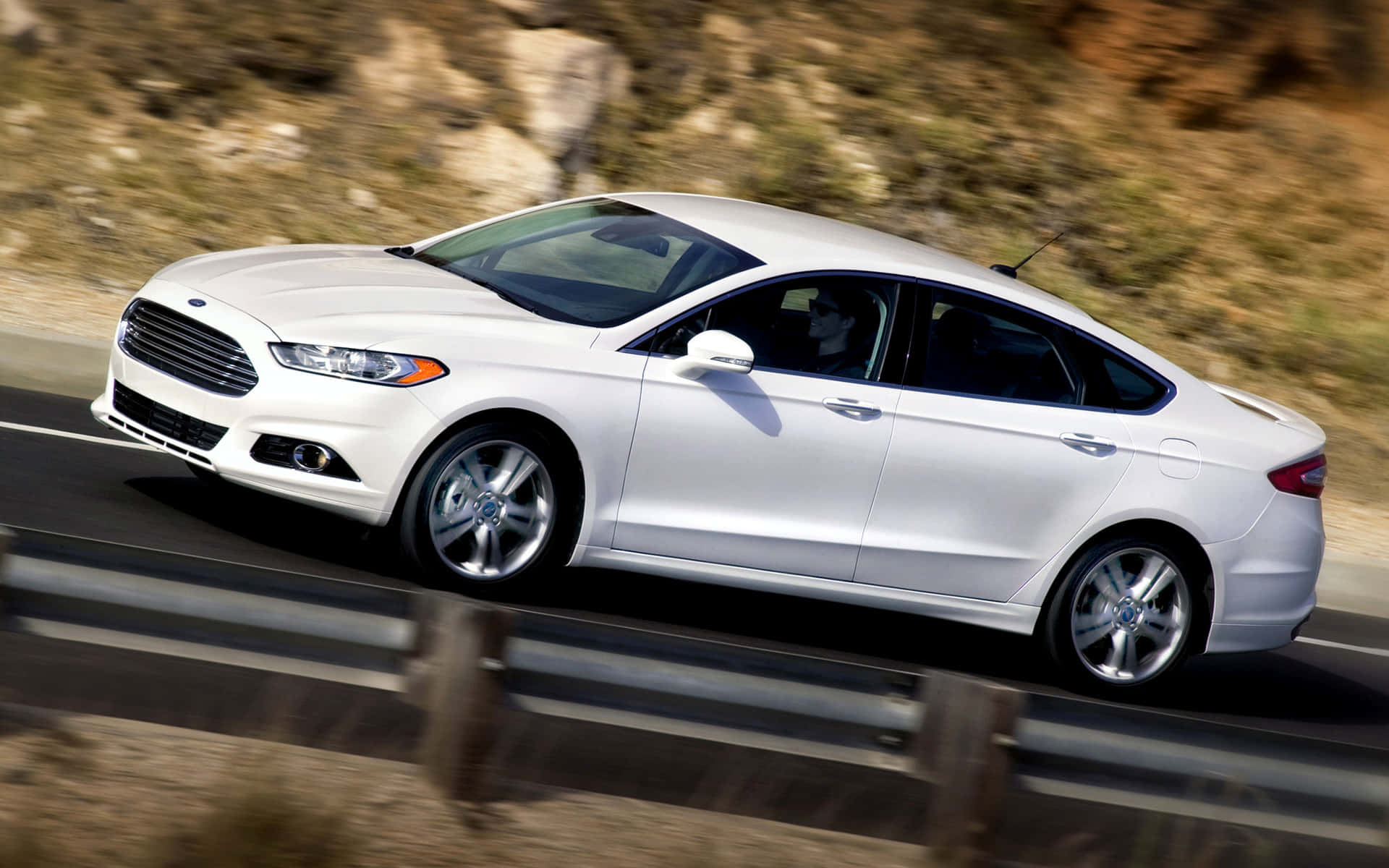 Ford Fusion, white, sedan, Full HD Desktop Wallpaper