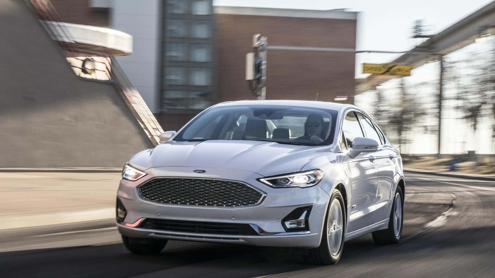 Ford Fusion, silver, city street, Full HD Desktop Wallpaper