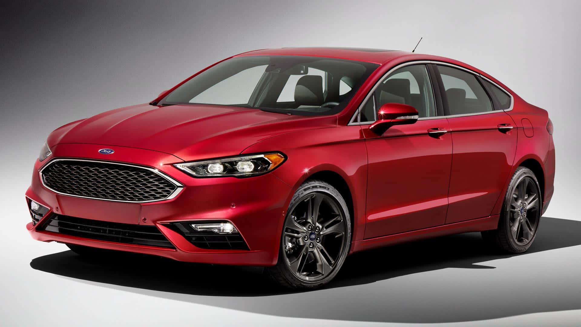 Ford Fusion, glossy red, black rims, Full HD Desktop Wallpaper