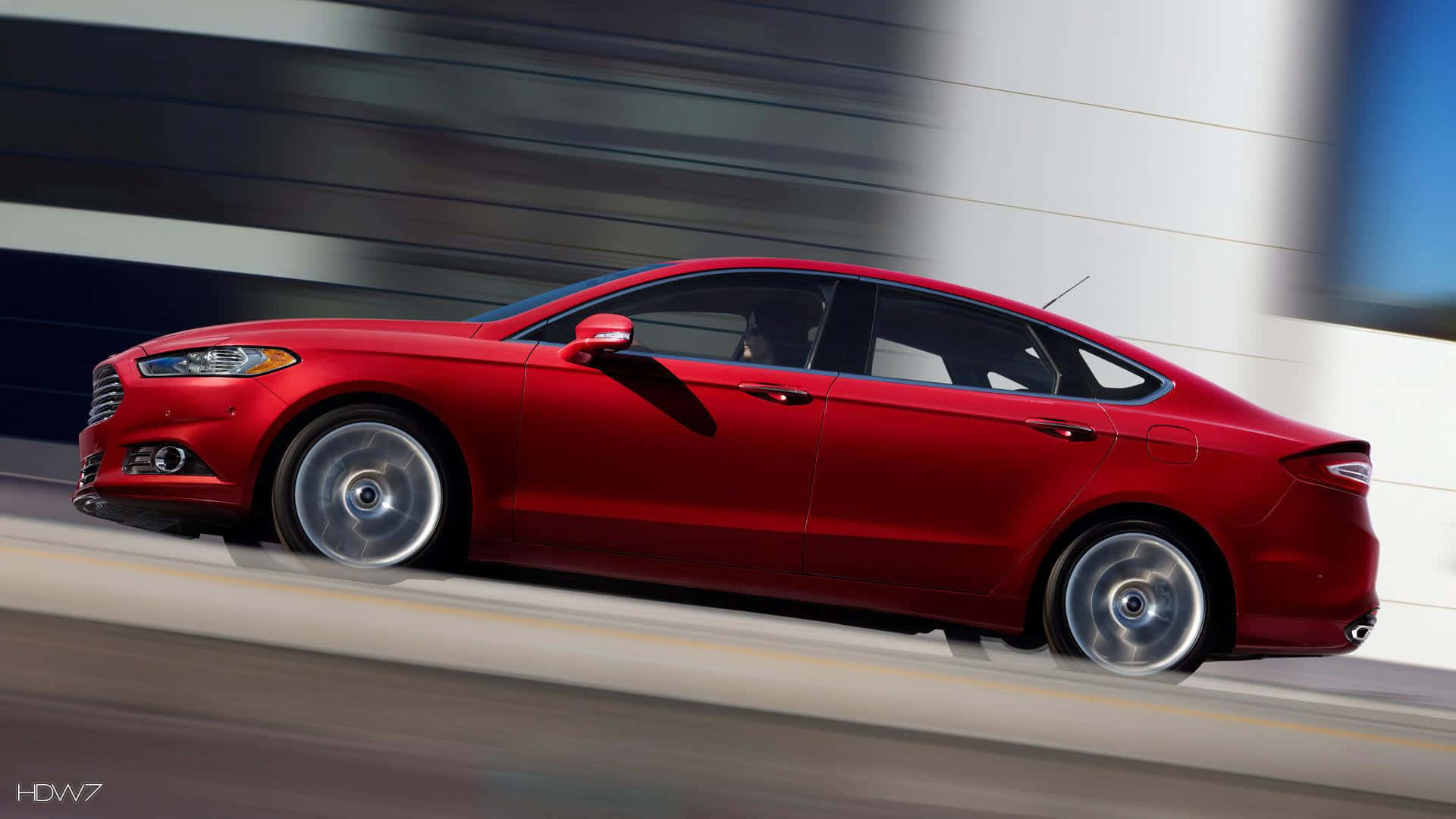 Ford Fusion, red, sedan, Full HD Desktop Wallpaper