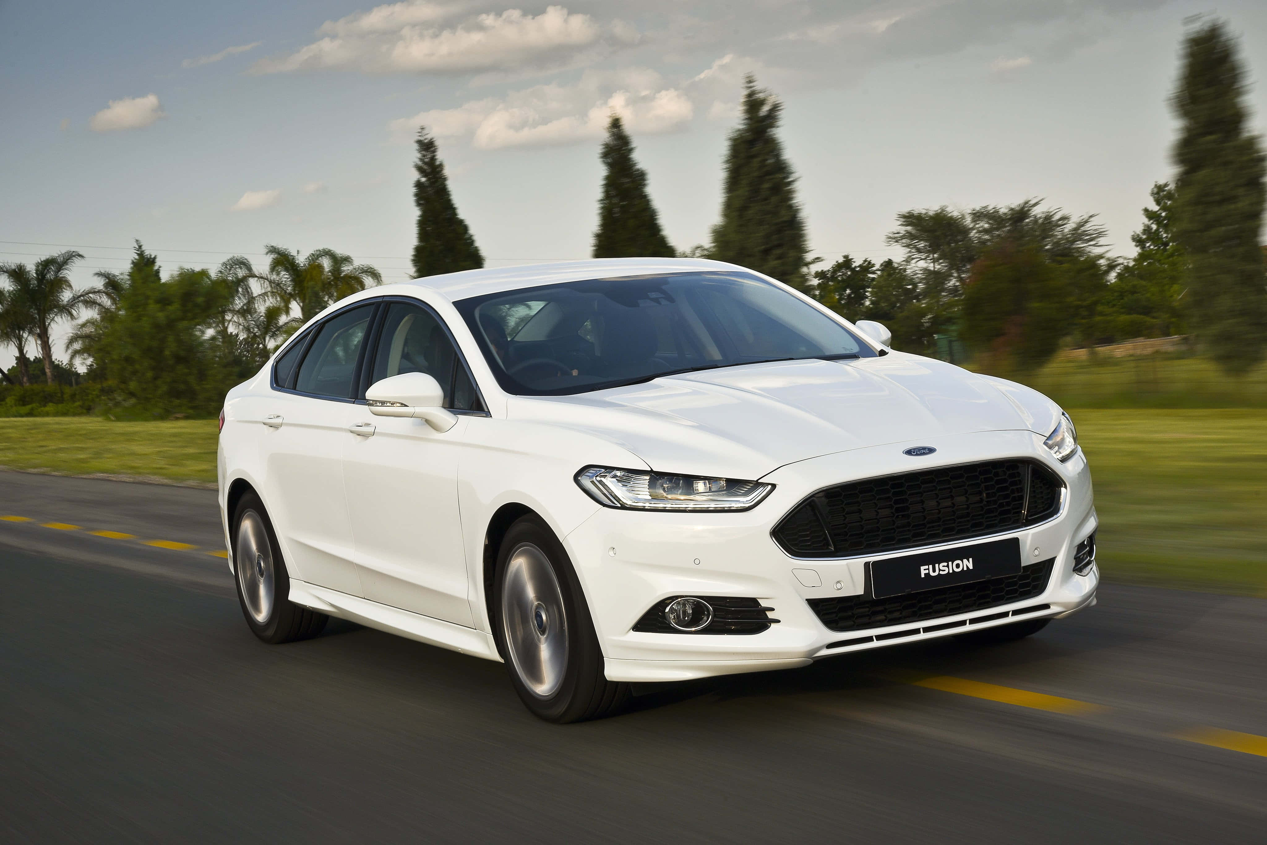 Ford Fusion, white, sleek, 4K Desktop Wallpaper