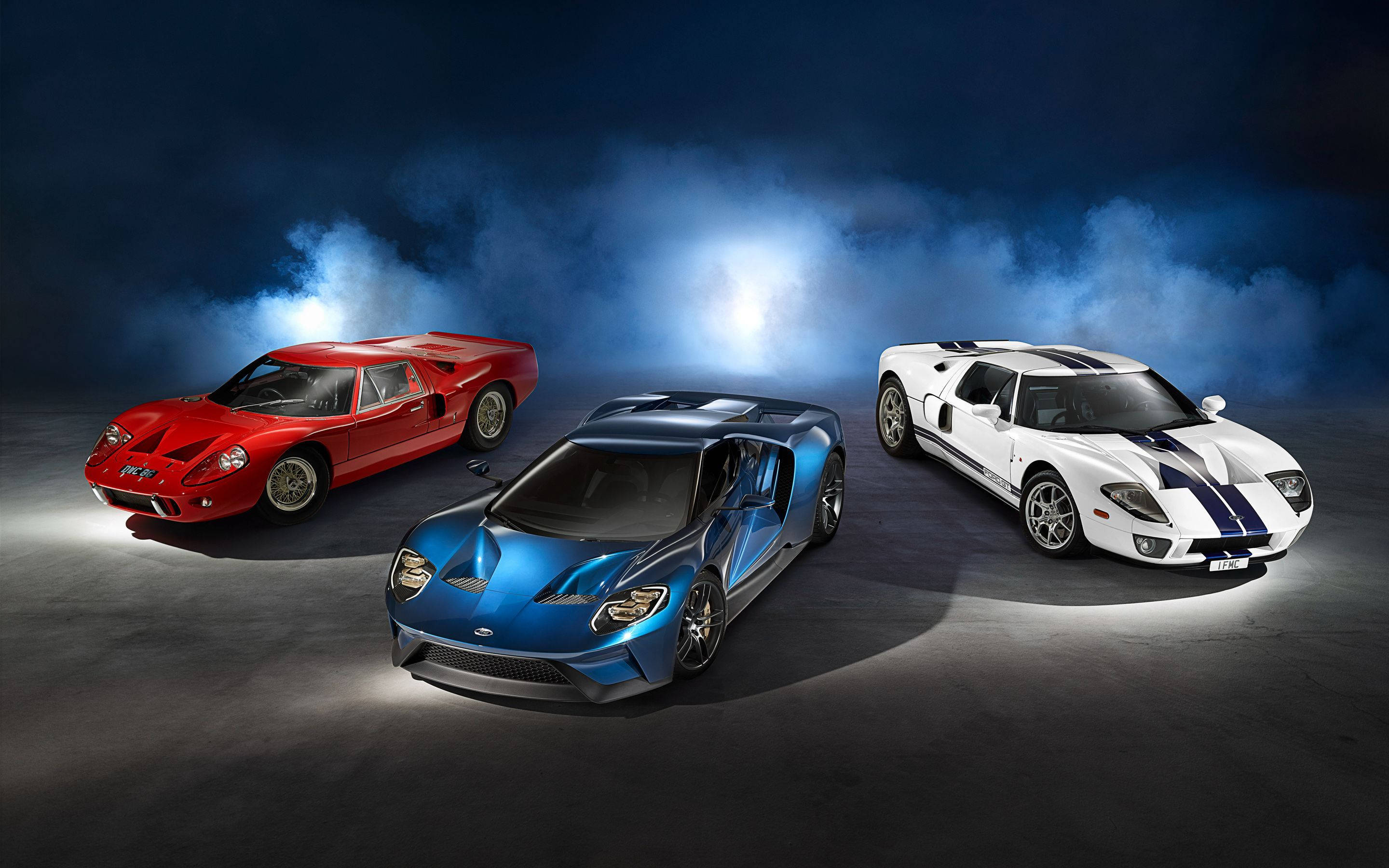Ford GT, red, blue, 2K Desktop Wallpaper