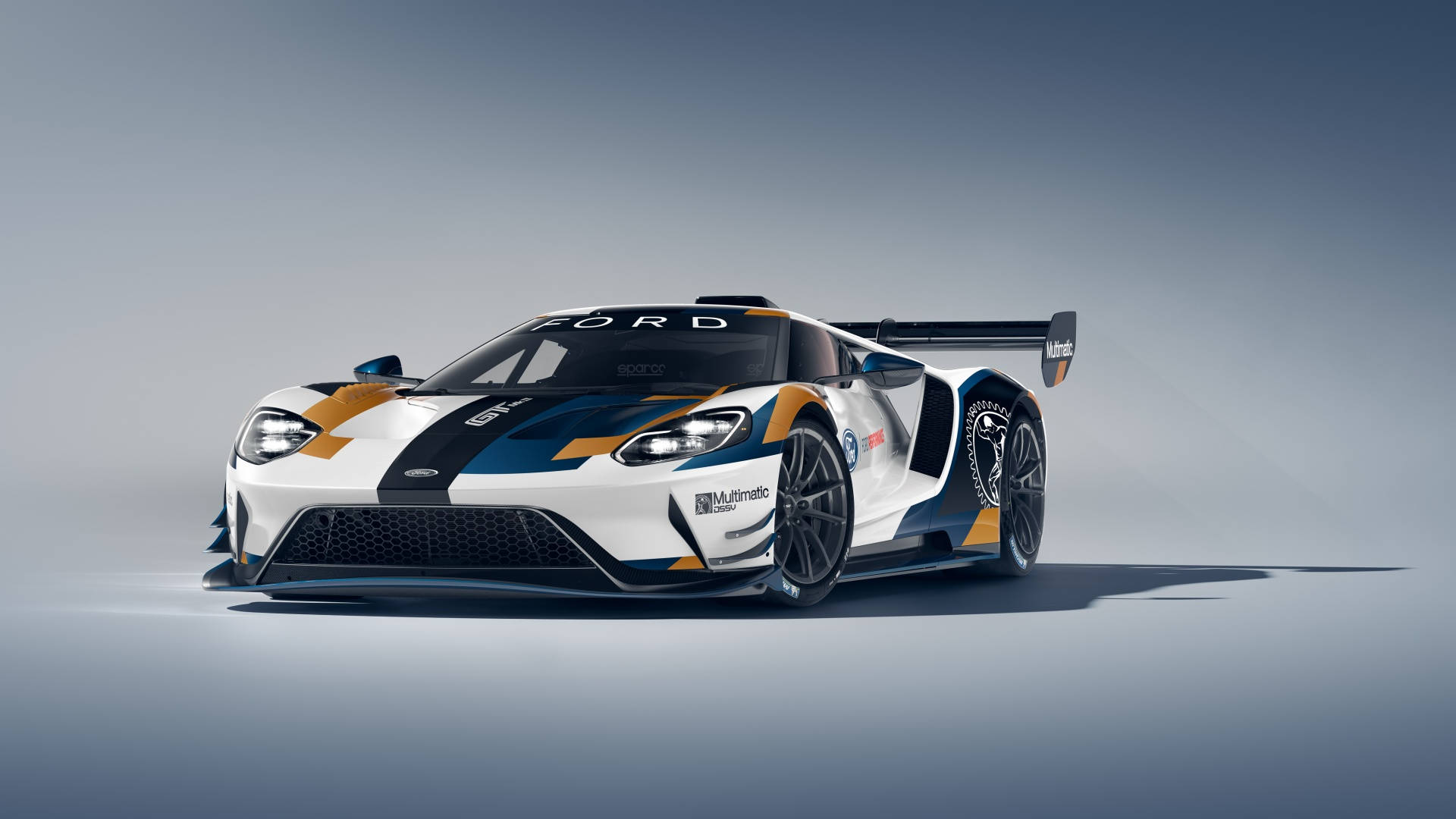 Ford GT, white, blue, Full HD Desktop Wallpaper