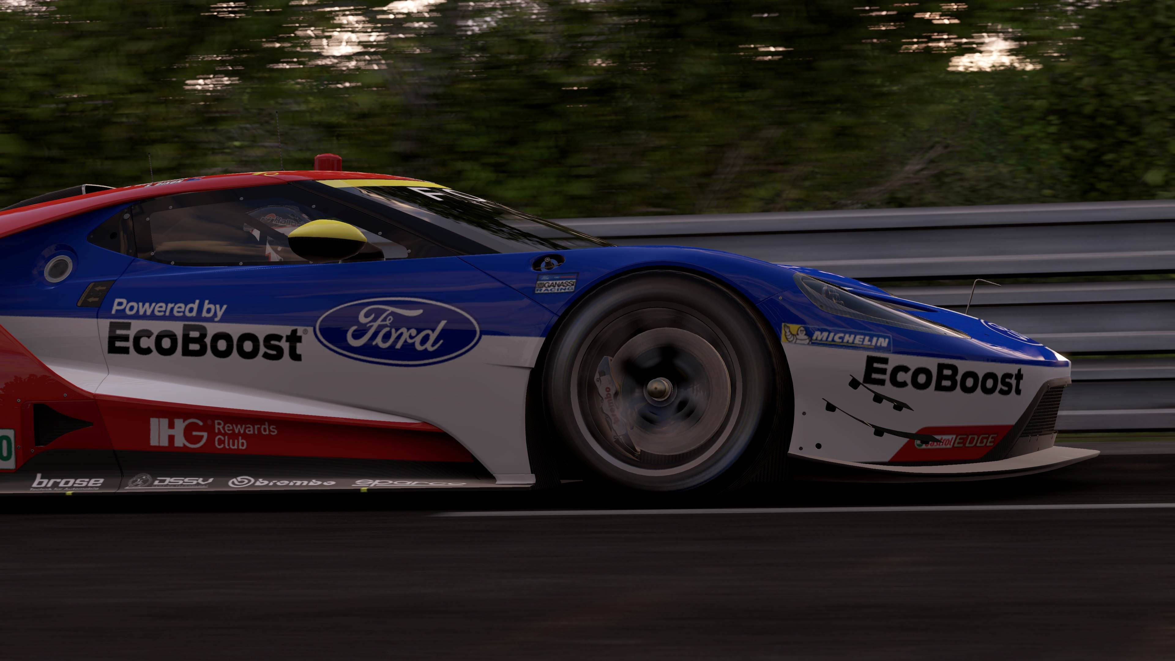 Ford GT, blue red and white, race car, 4K Desktop Wallpaper