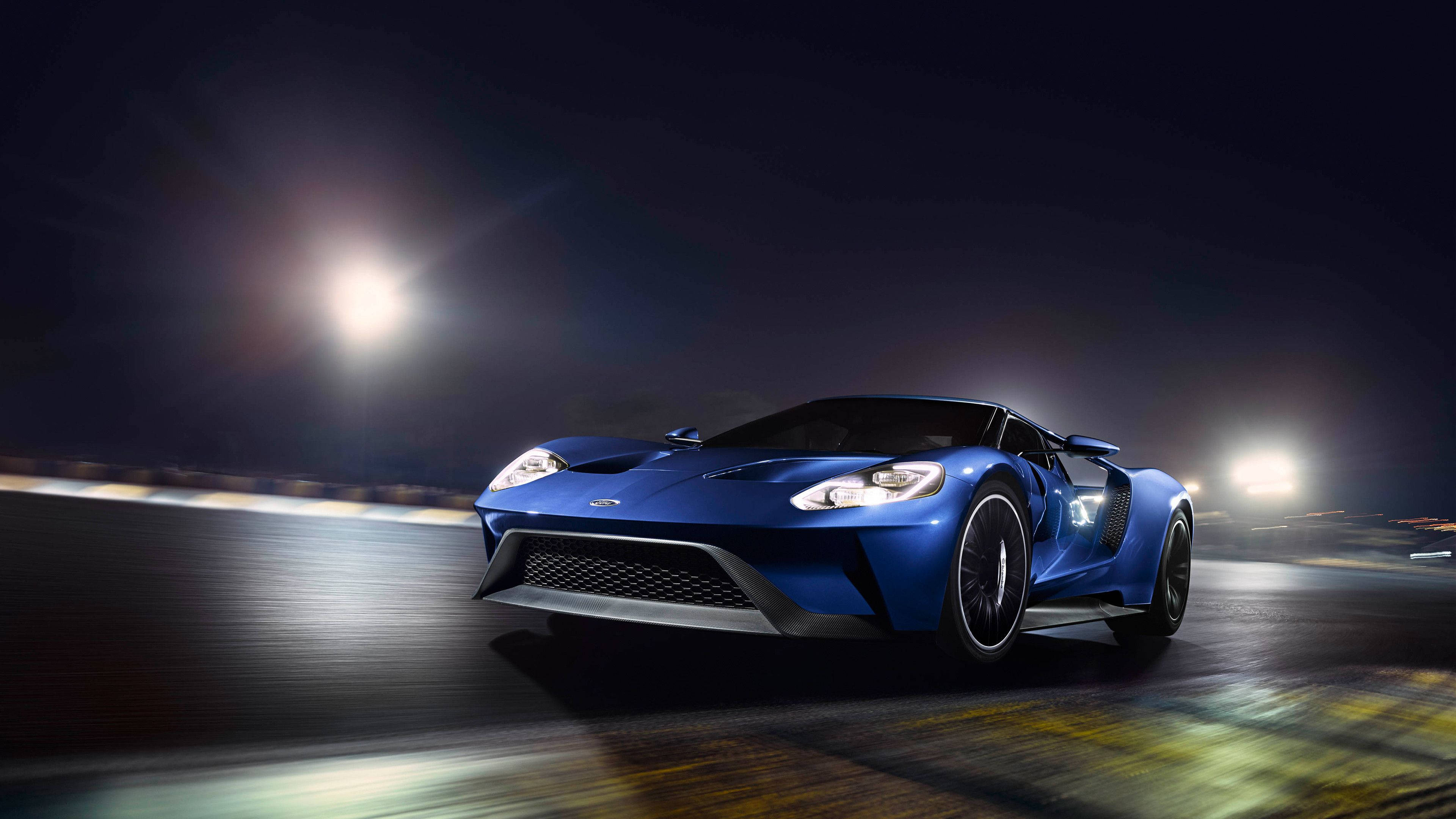 Ford GT, blue, night, 4K Desktop Wallpaper
