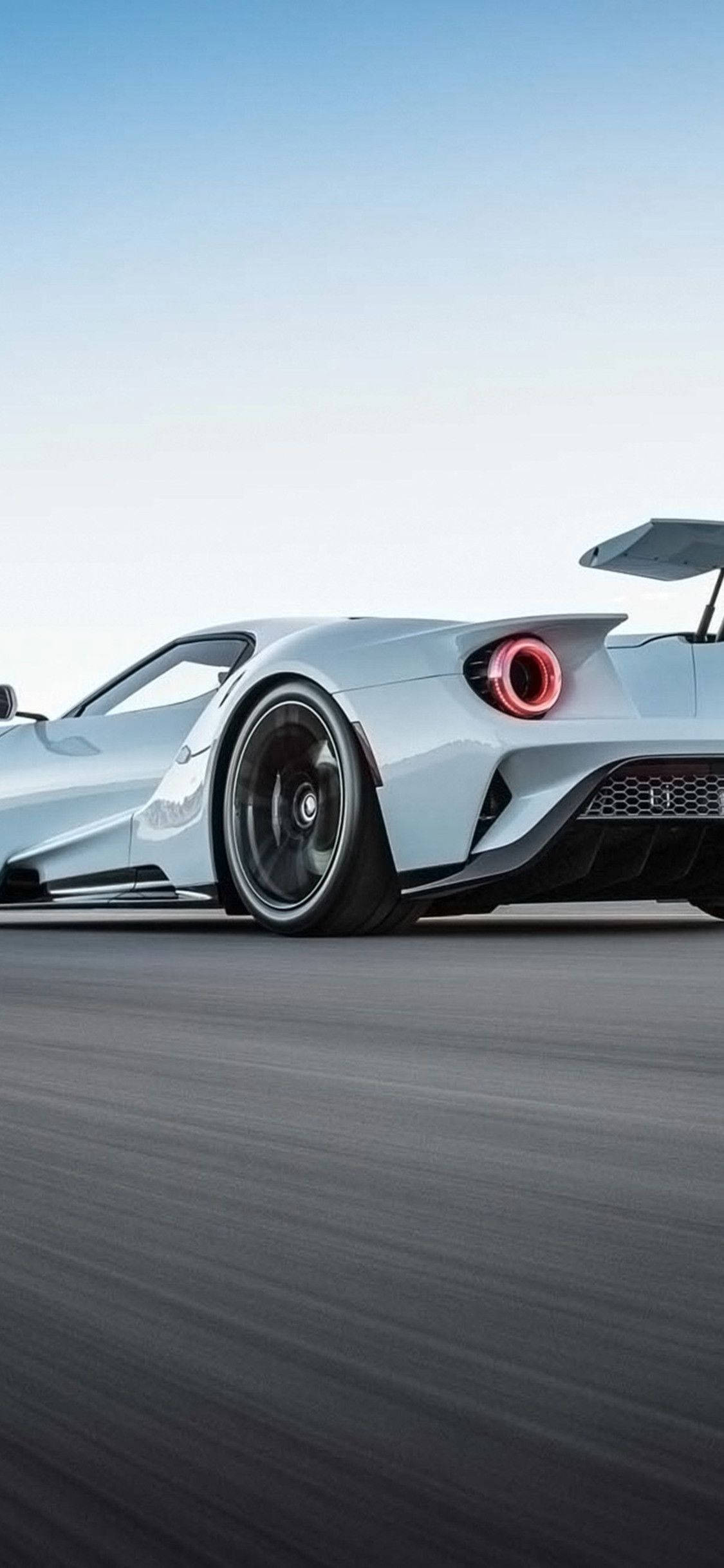 Ford iPhone, white race car, glowing red taillights, Full HD Phone Wallpaper