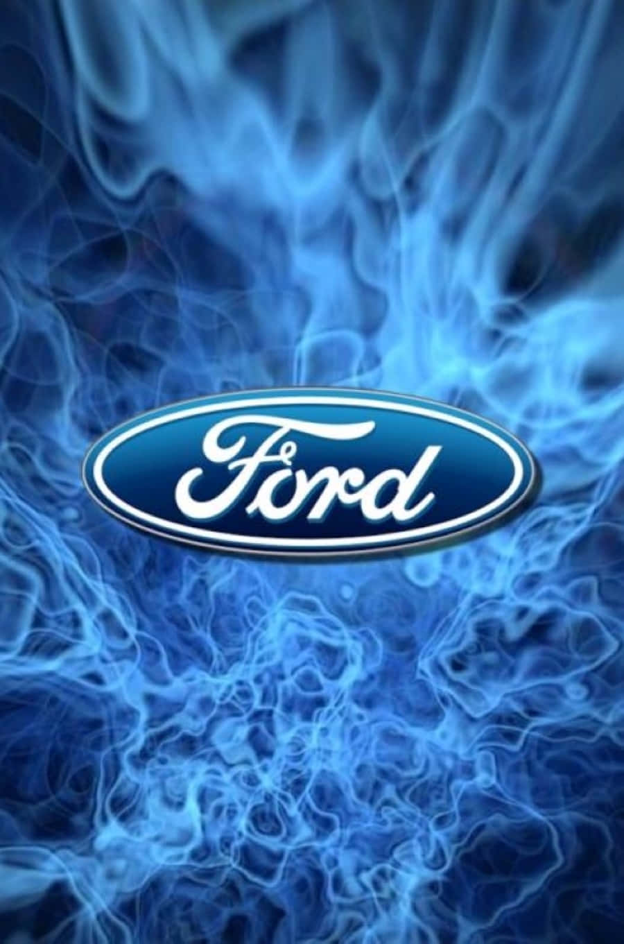 Ford Logo, blue flame-like background, glowing highlights, HD Phone Wallpaper