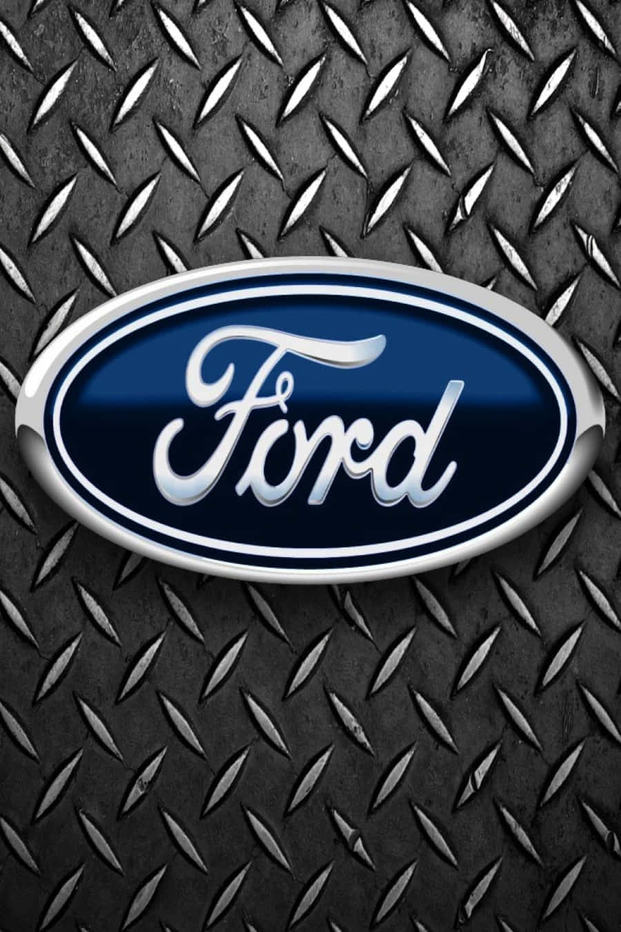 Ford Logo, diamond plate metal surface, metallic sheen, HD Phone Wallpaper