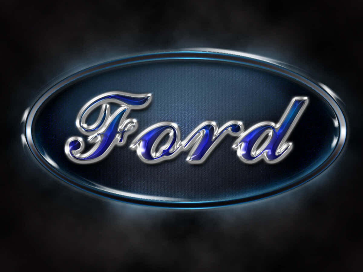 Ford Logo, shiny blue, chrome trim, SD Desktop Wallpaper