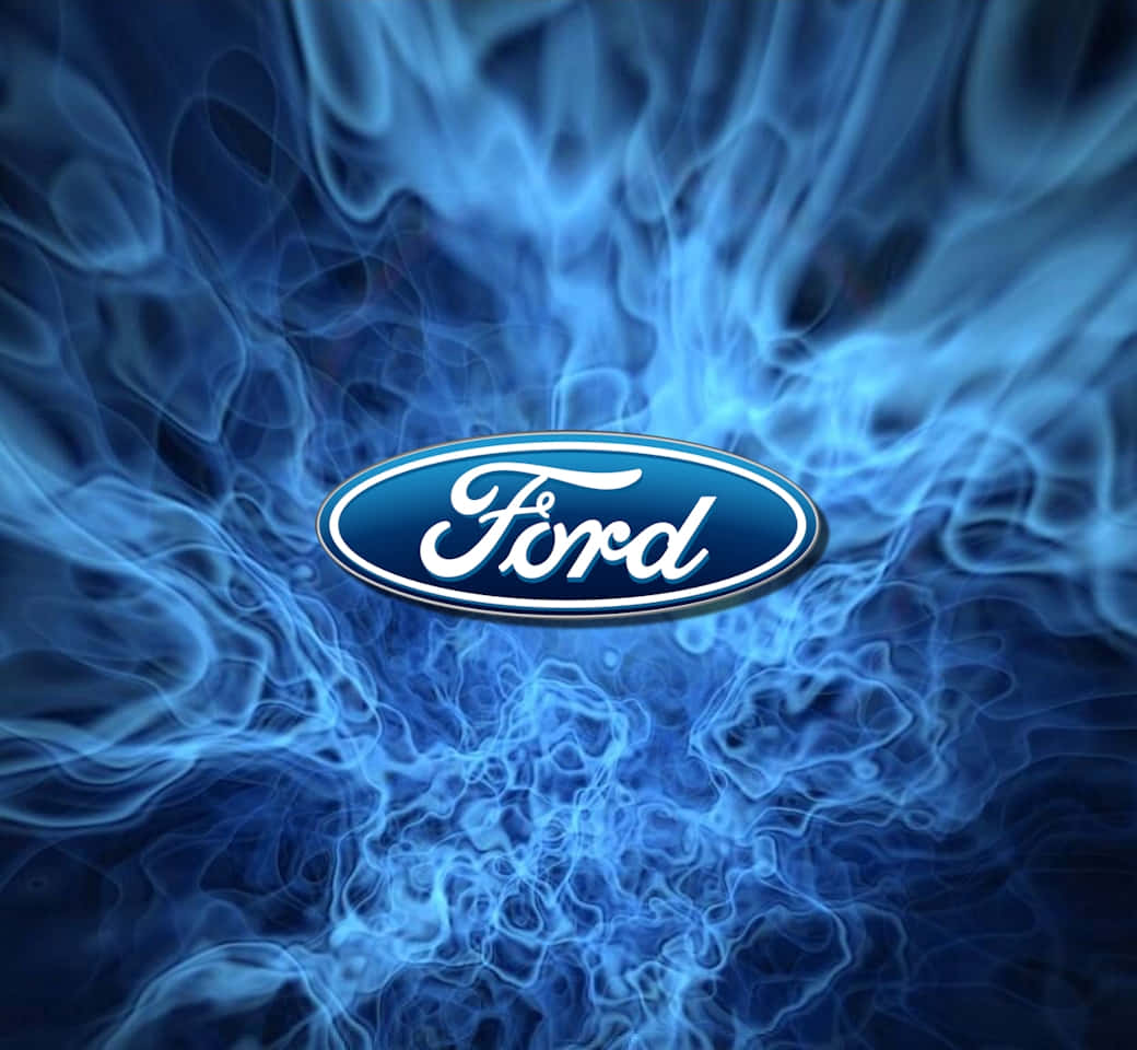 Ford Logo, blue smoke background, glowing wisps, SD Desktop Wallpaper