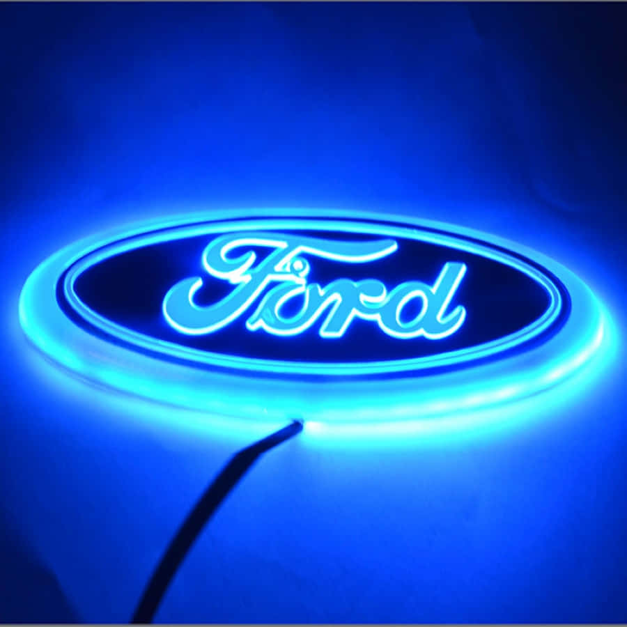 Ford Logo, glowing blue, neon sign, SD Desktop Wallpaper