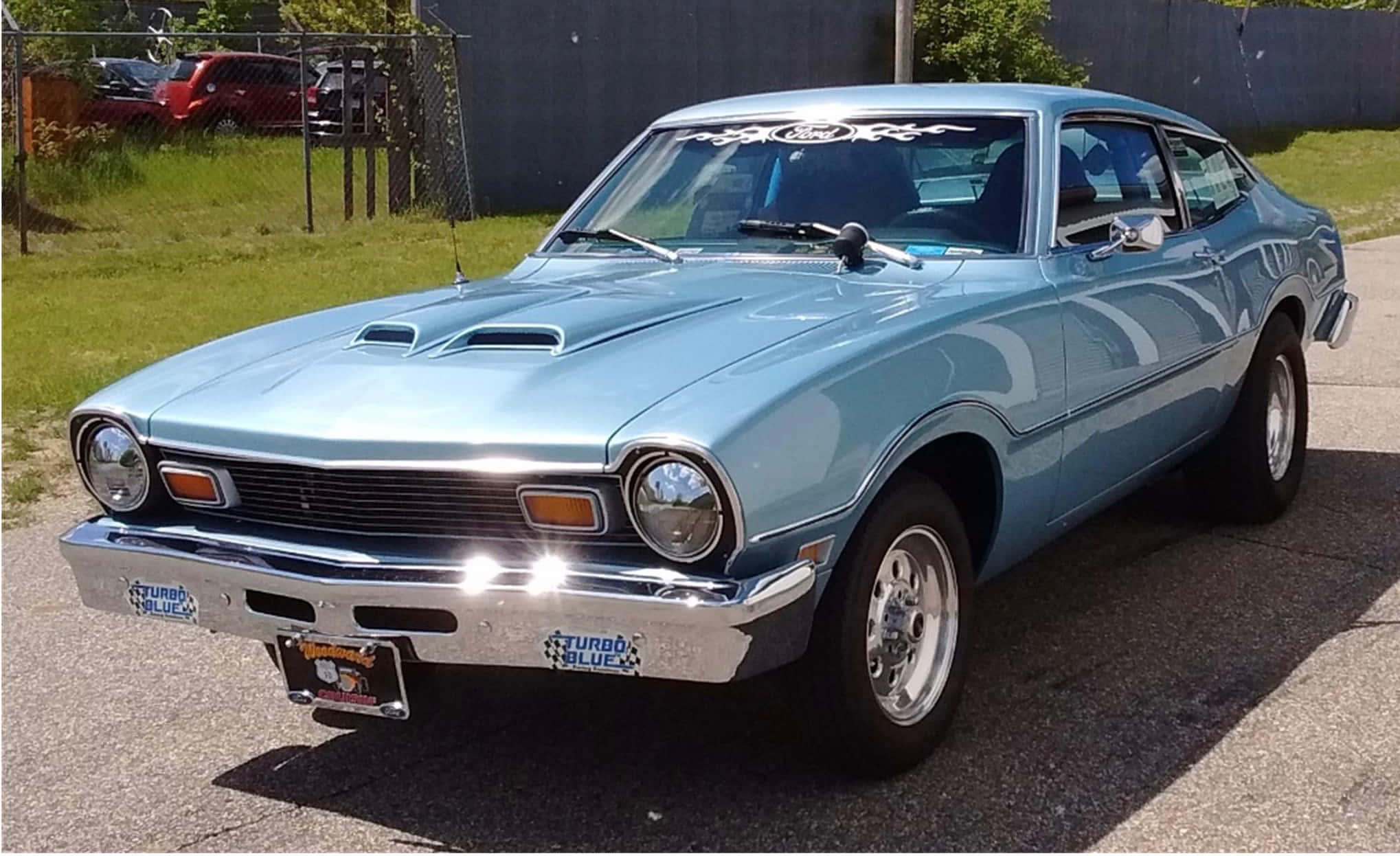 Ford Maverick, light blue, chrome accents, Full HD Desktop Wallpaper