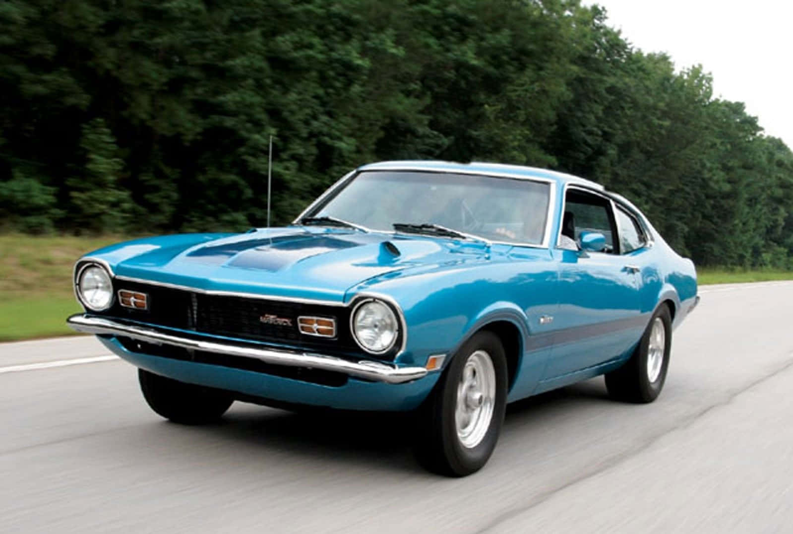 Ford Maverick, vibrant blue, classic muscle car, HD Desktop Wallpaper