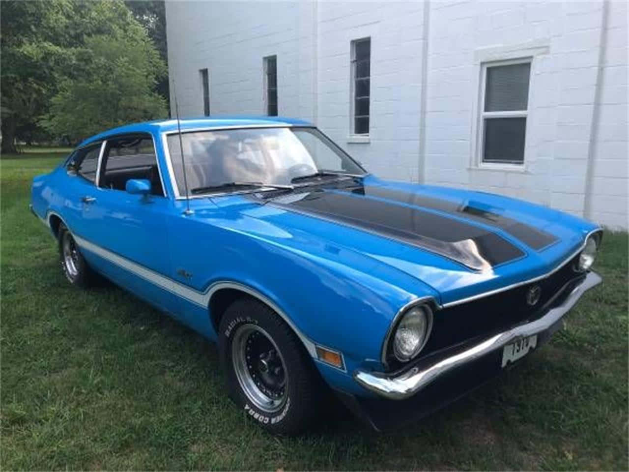 Ford Maverick, vibrant blue, black hood stripes, HD Desktop Wallpaper