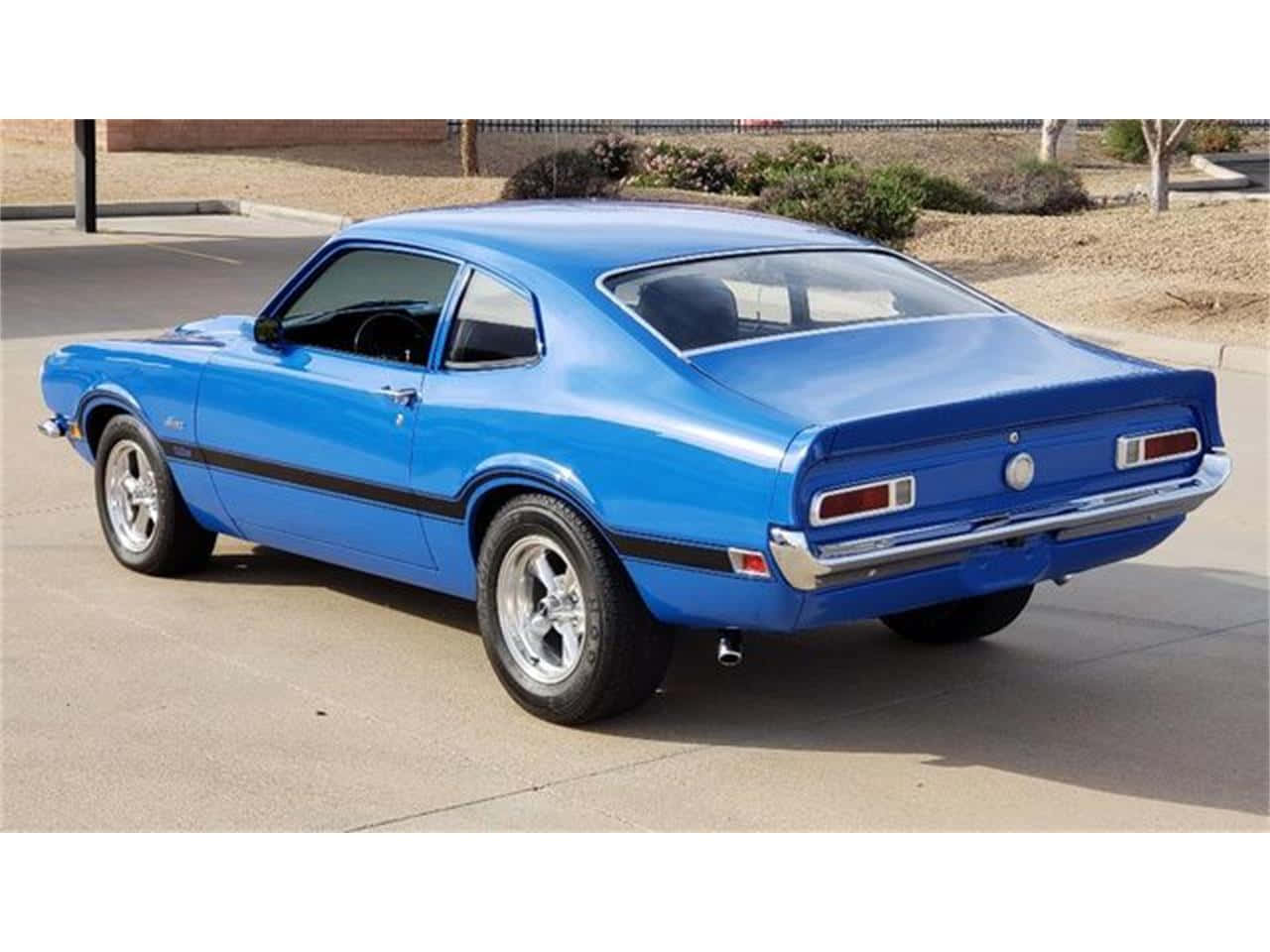 Ford Maverick, vibrant blue, black racing stripes, HD Desktop Wallpaper