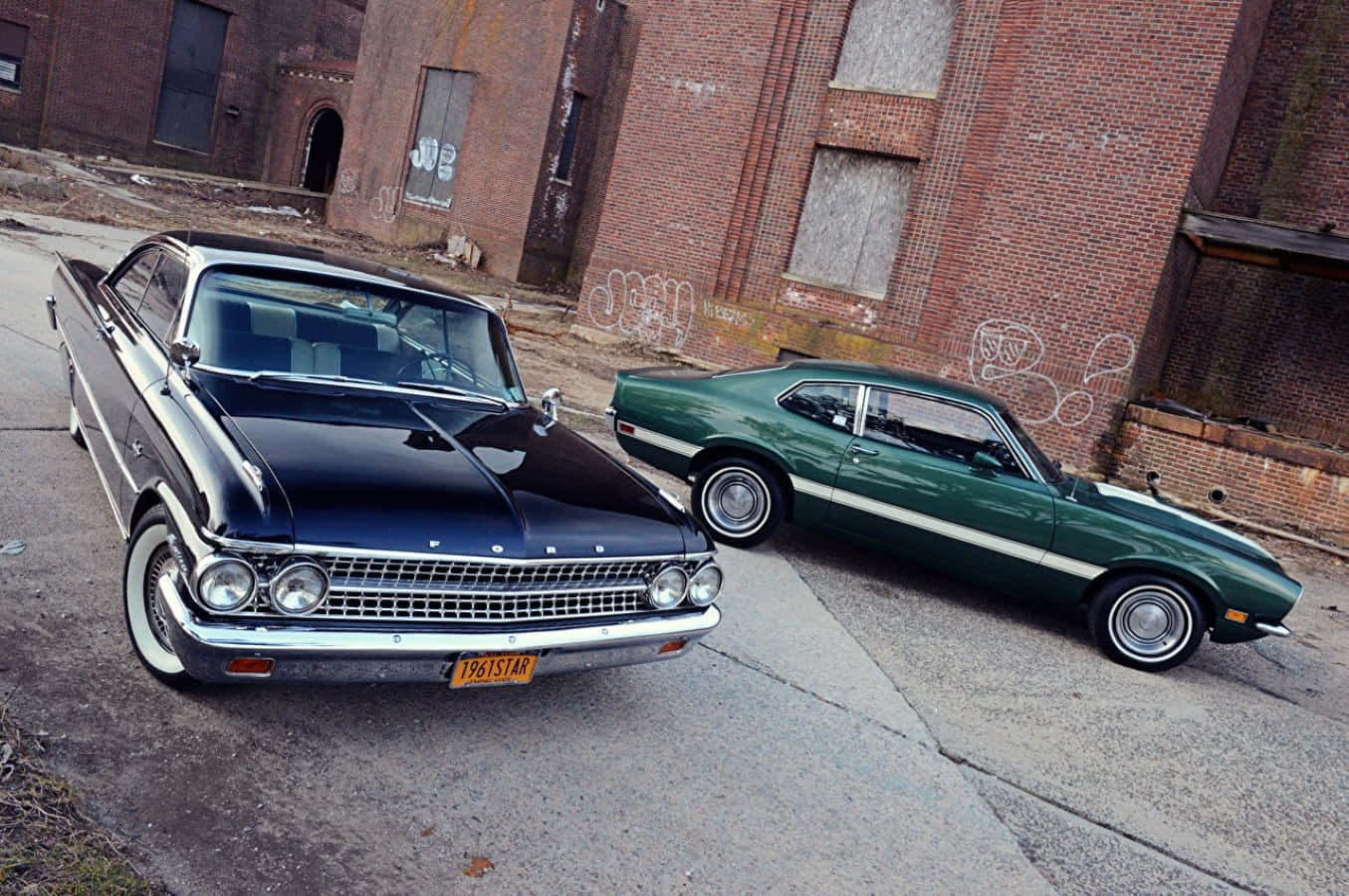 Ford Maverick, black Ford, green coupe, HD Desktop Wallpaper
