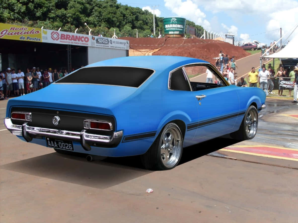 Ford Maverick, vibrant blue, chrome rims, SD Desktop Wallpaper