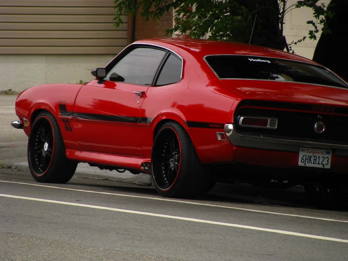 Ford Maverick, glossy red, black rims, SD Desktop Wallpaper
