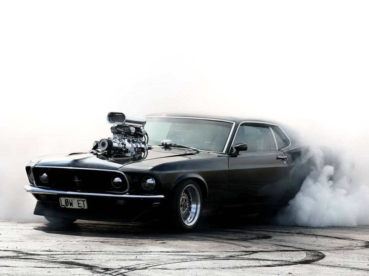 Boss 302 Mustang, black, supercharged engine, HD Desktop Wallpaper