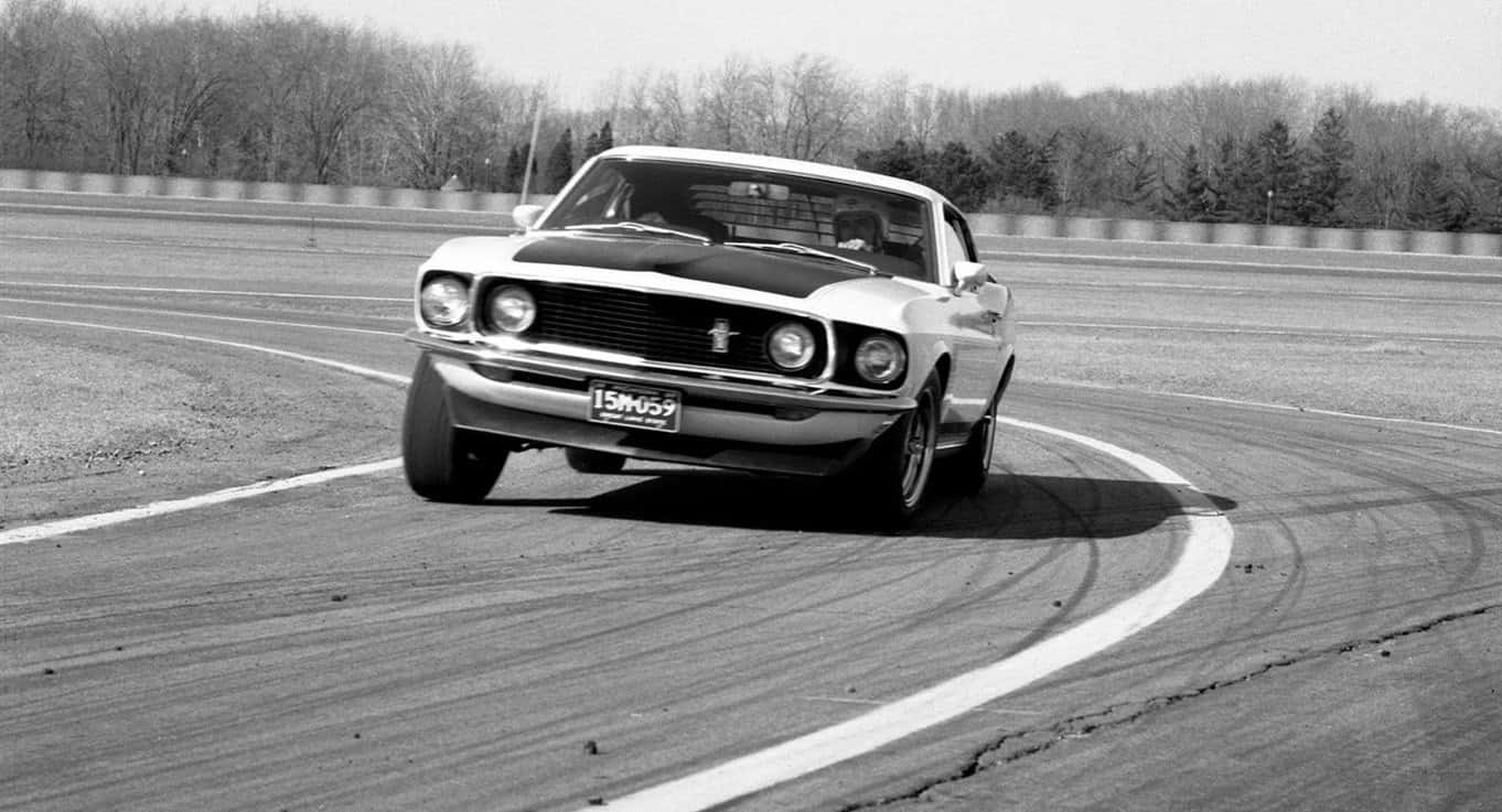 Ford Mustang Boss 302, racetrack, tire marks, HD Desktop Wallpaper
