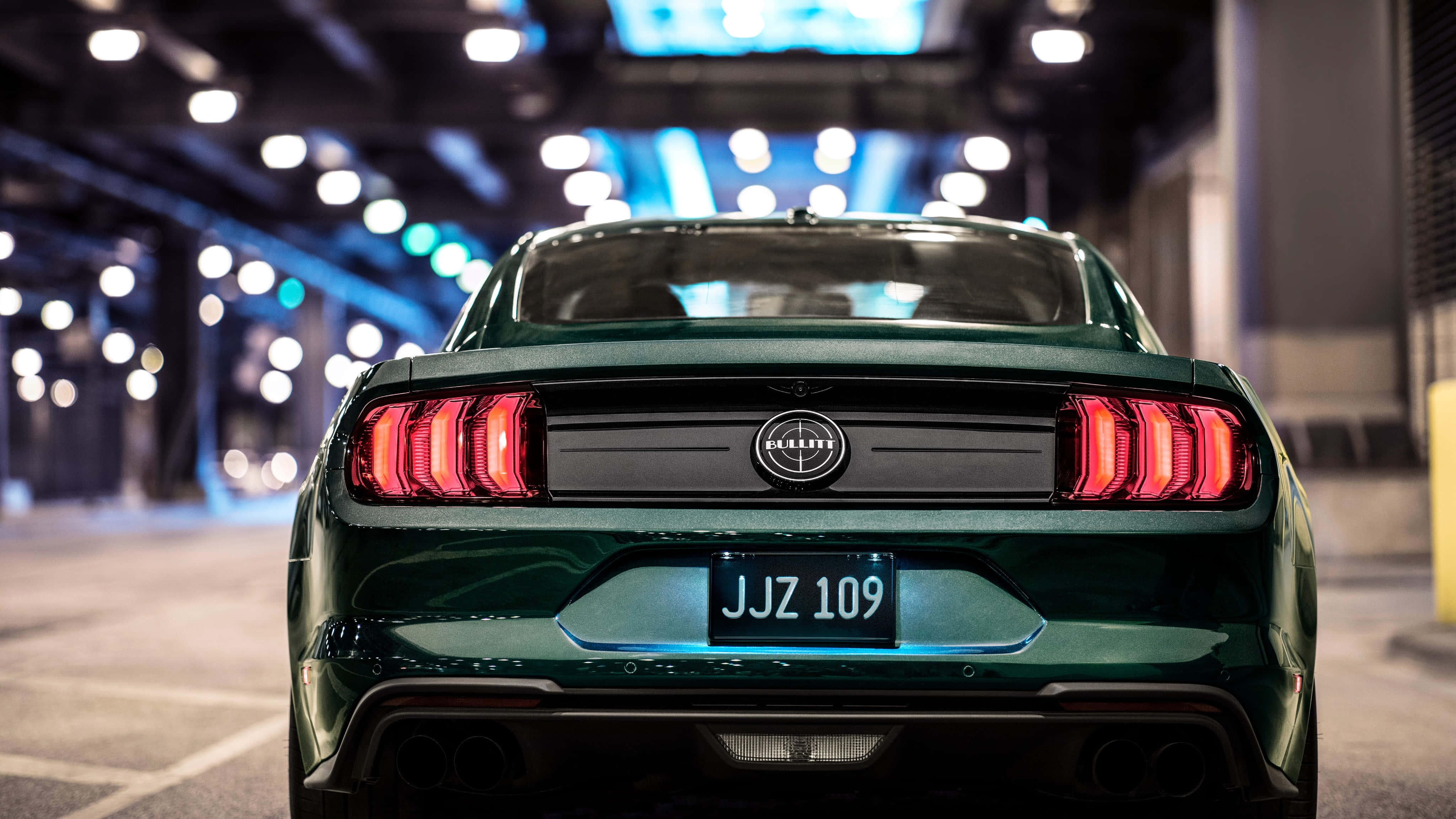 Ford Mustang Bullitt, glossy green, red taillights, 4K Desktop Wallpaper