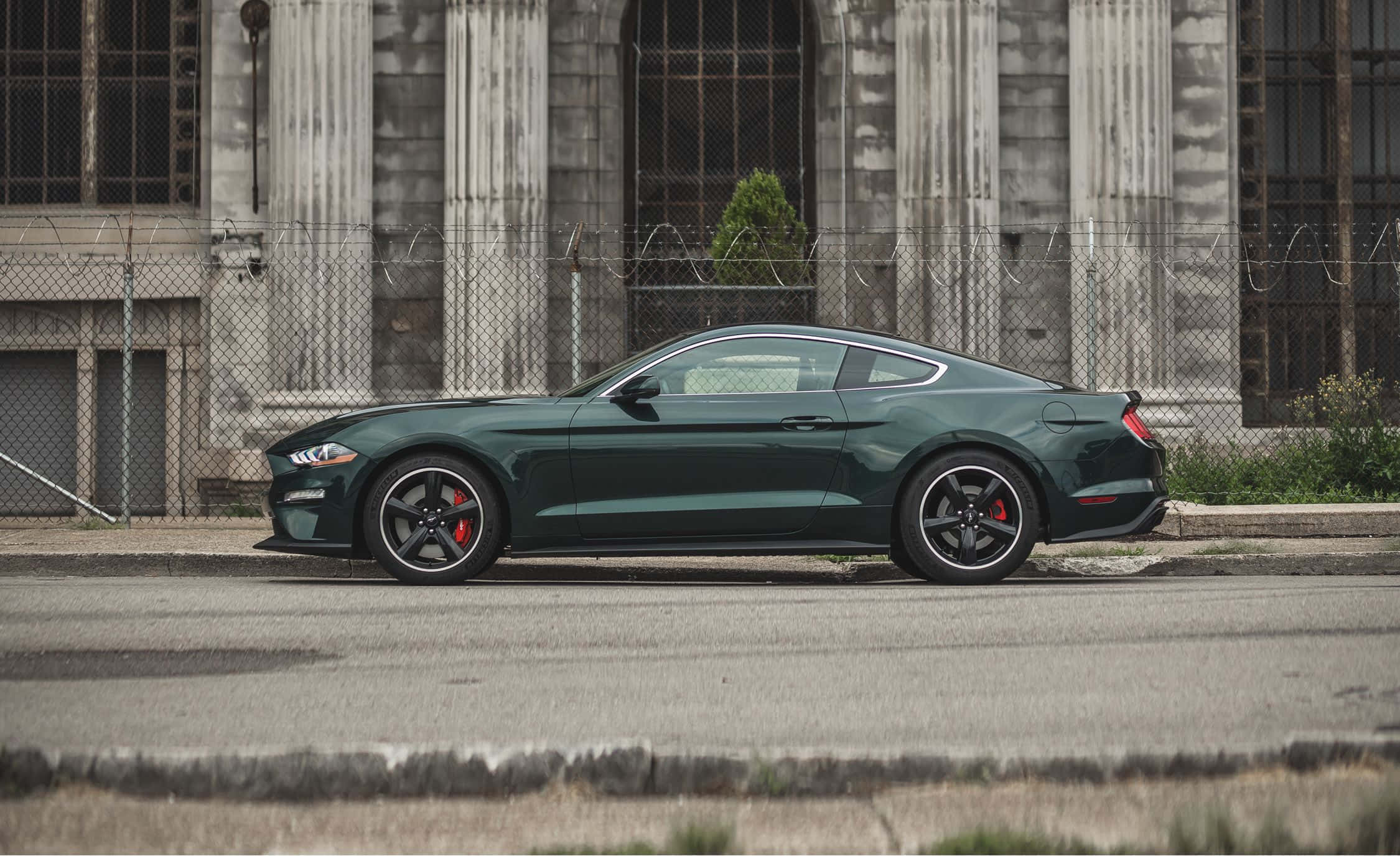 Ford Mustang Bullitt, dark green, urban street, Full HD Desktop Wallpaper