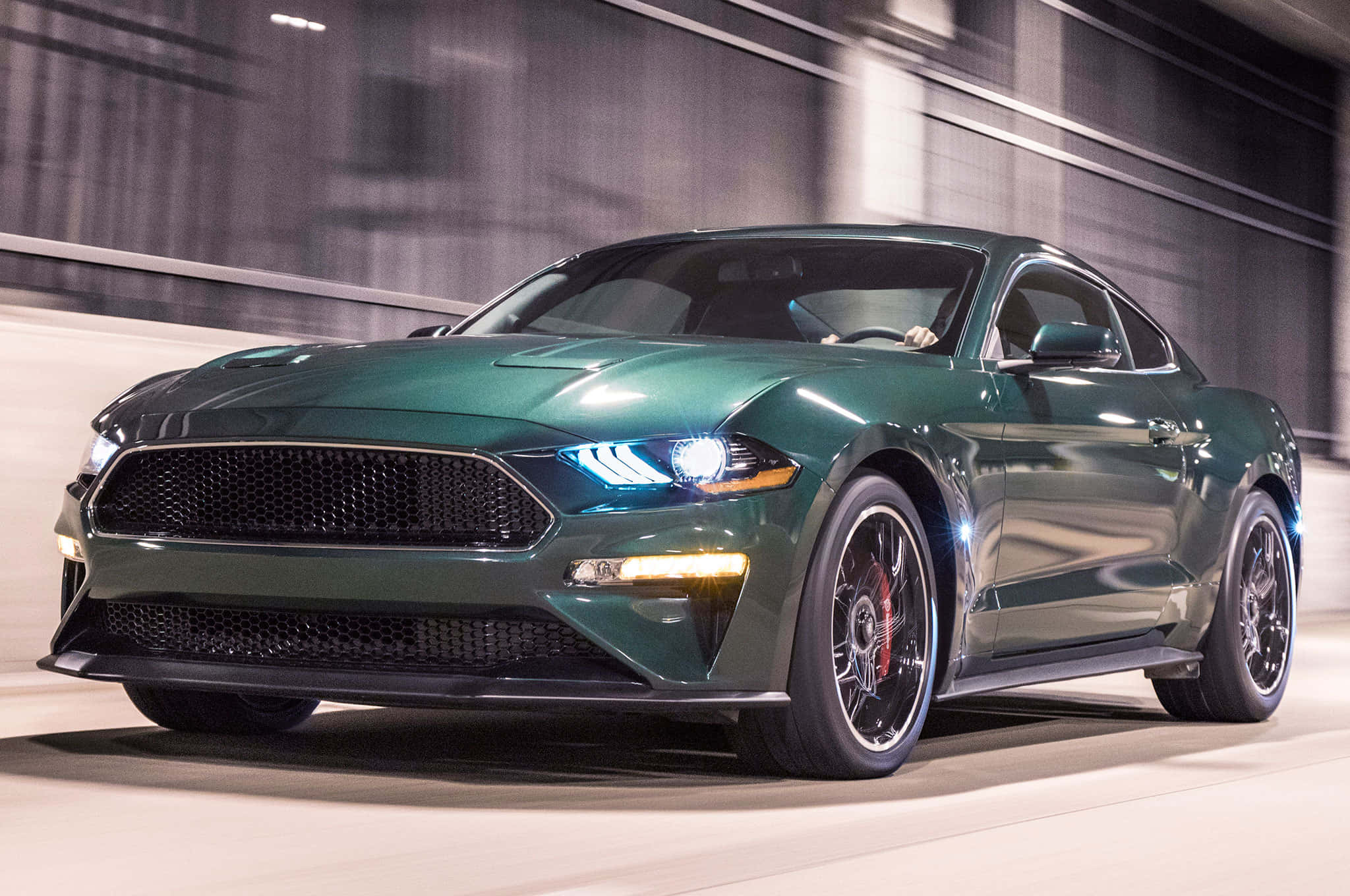 Ford Mustang Bullitt, green, modern tunnel, Full HD Desktop Wallpaper