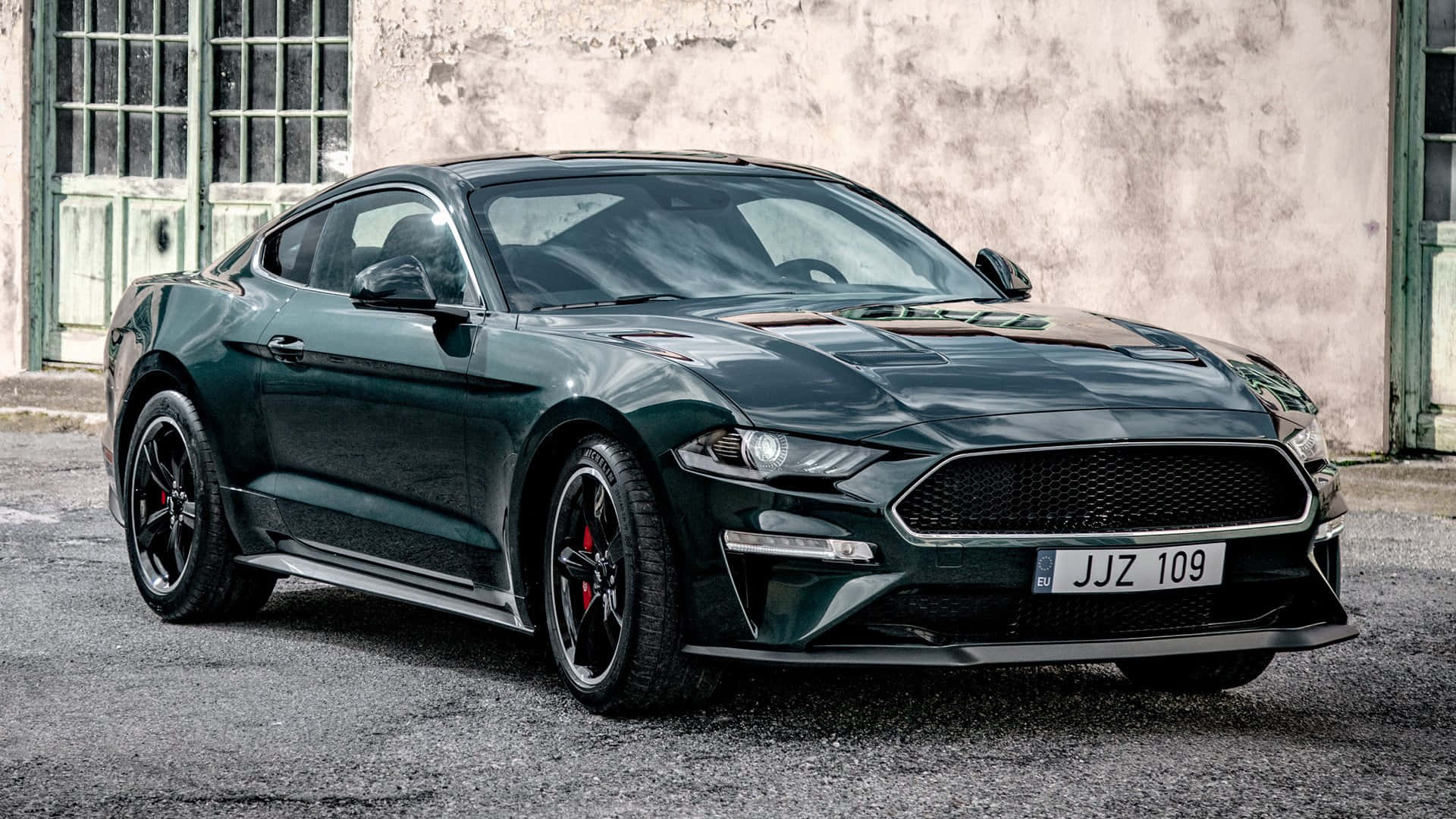 Ford Mustang Bullitt, dark green, gravel, Full HD Desktop Wallpaper