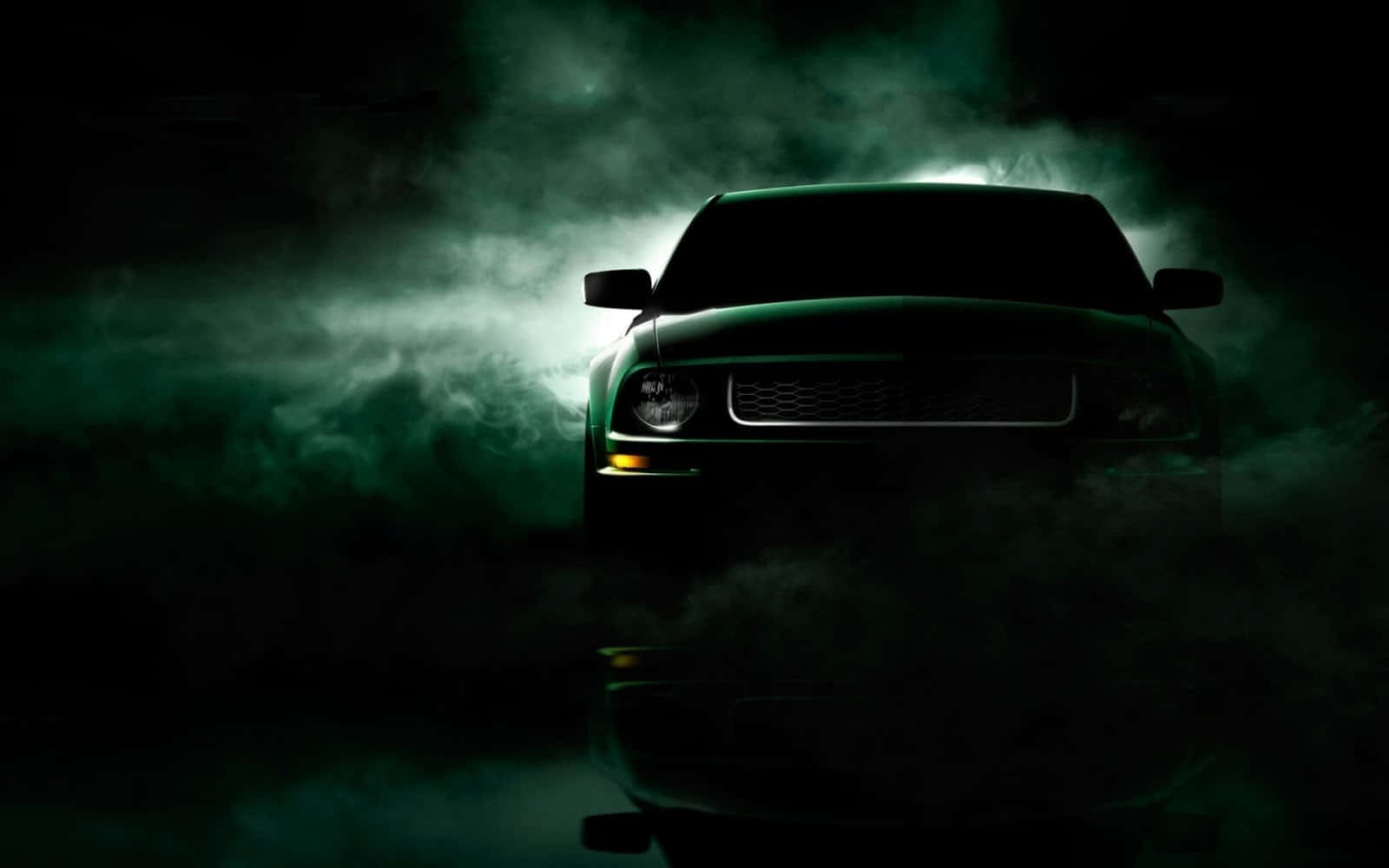 Ford Mustang Bullitt, eerie green smoke, dramatic lighting, HD Desktop Wallpaper