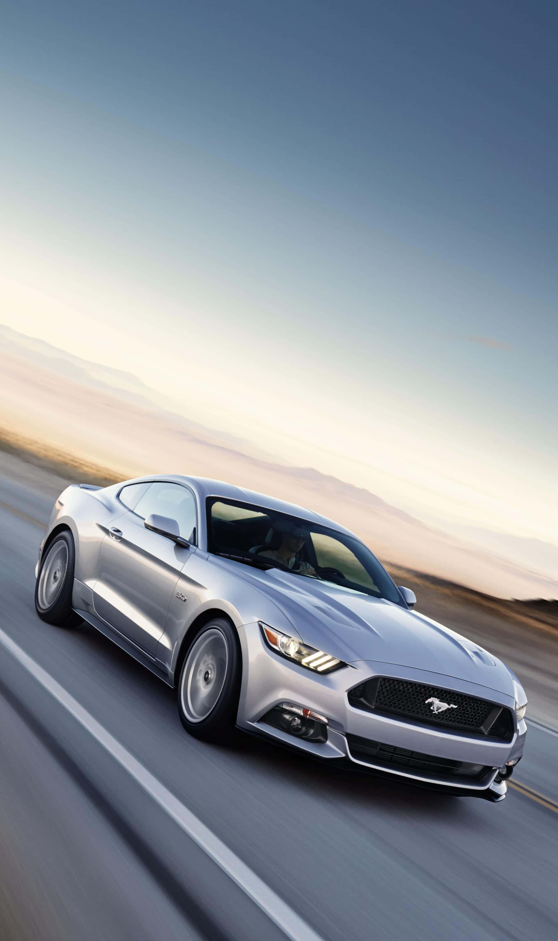 Ford Mustang California Special, silver, desert highway, 2K Phone Wallpaper