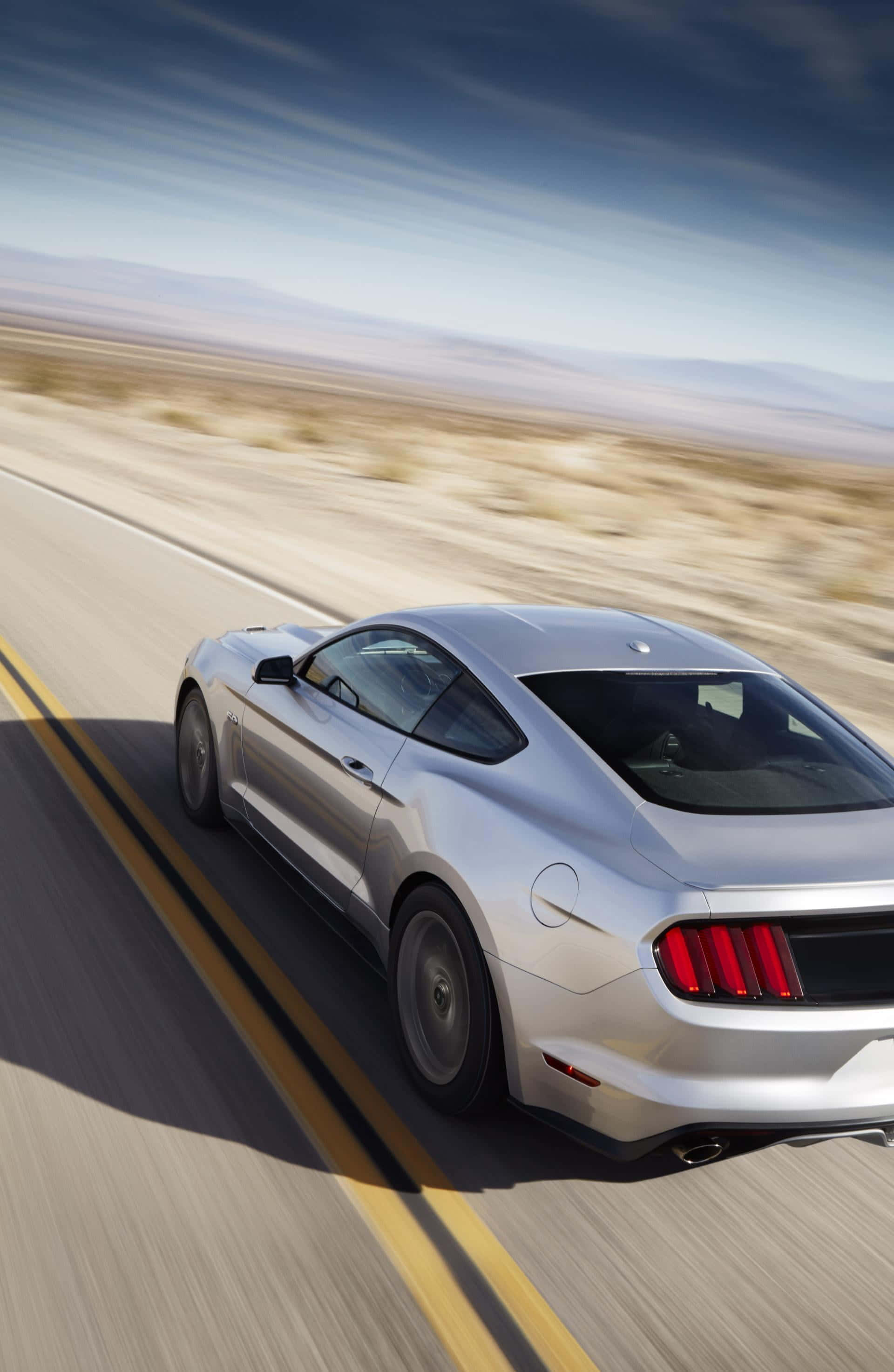 Ford Mustang California Special, silver, desert highway, 2K Phone Wallpaper