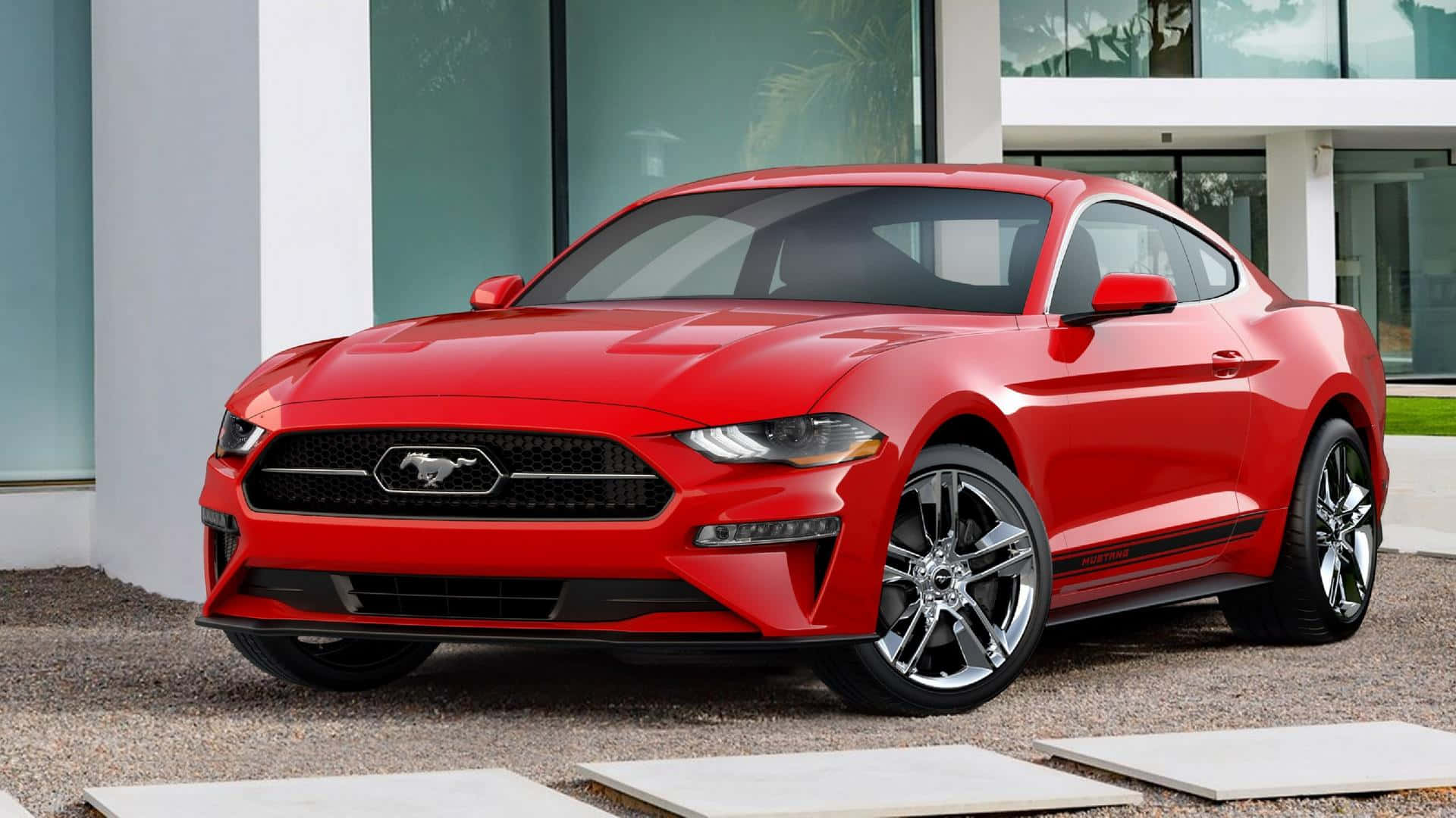 Ford Mustang California Special, vibrant red, gravel, Full HD Desktop Wallpaper