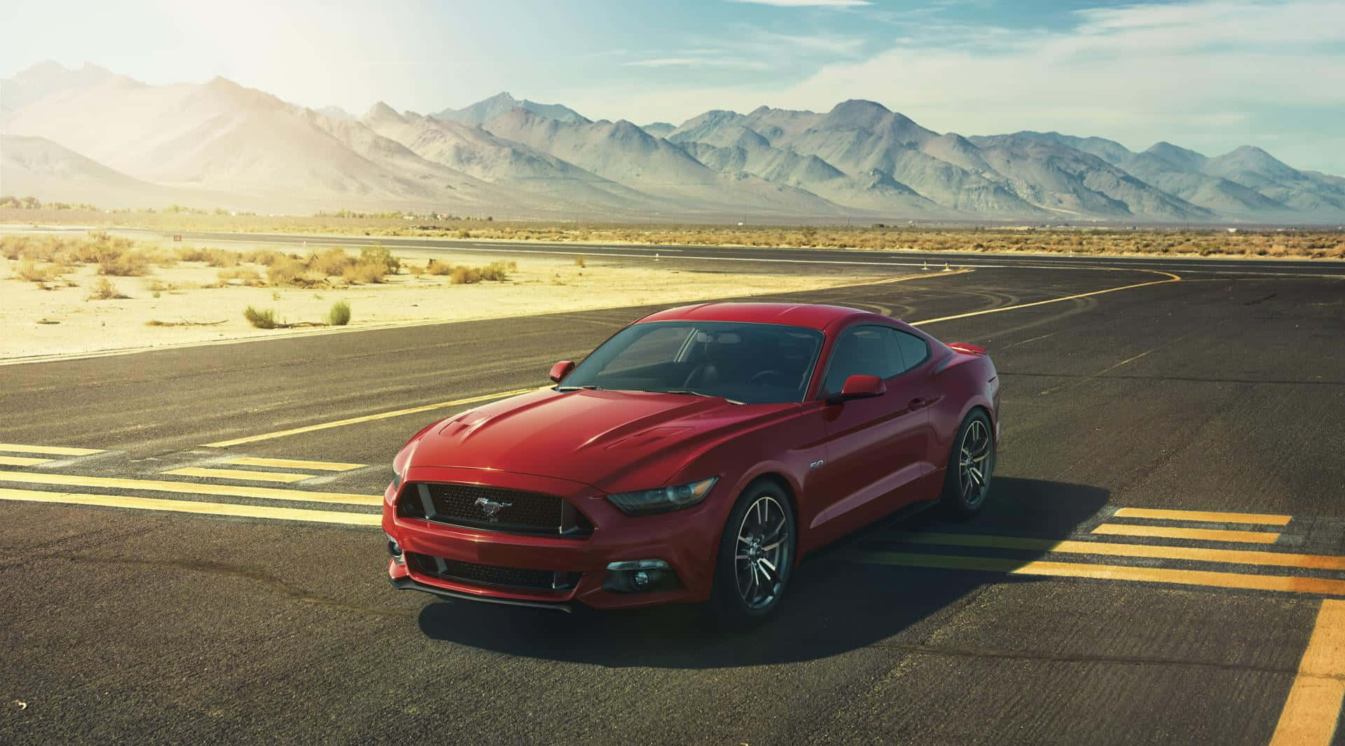 Ford Mustang California Special, vibrant red, desert highway, Full HD Desktop Wallpaper