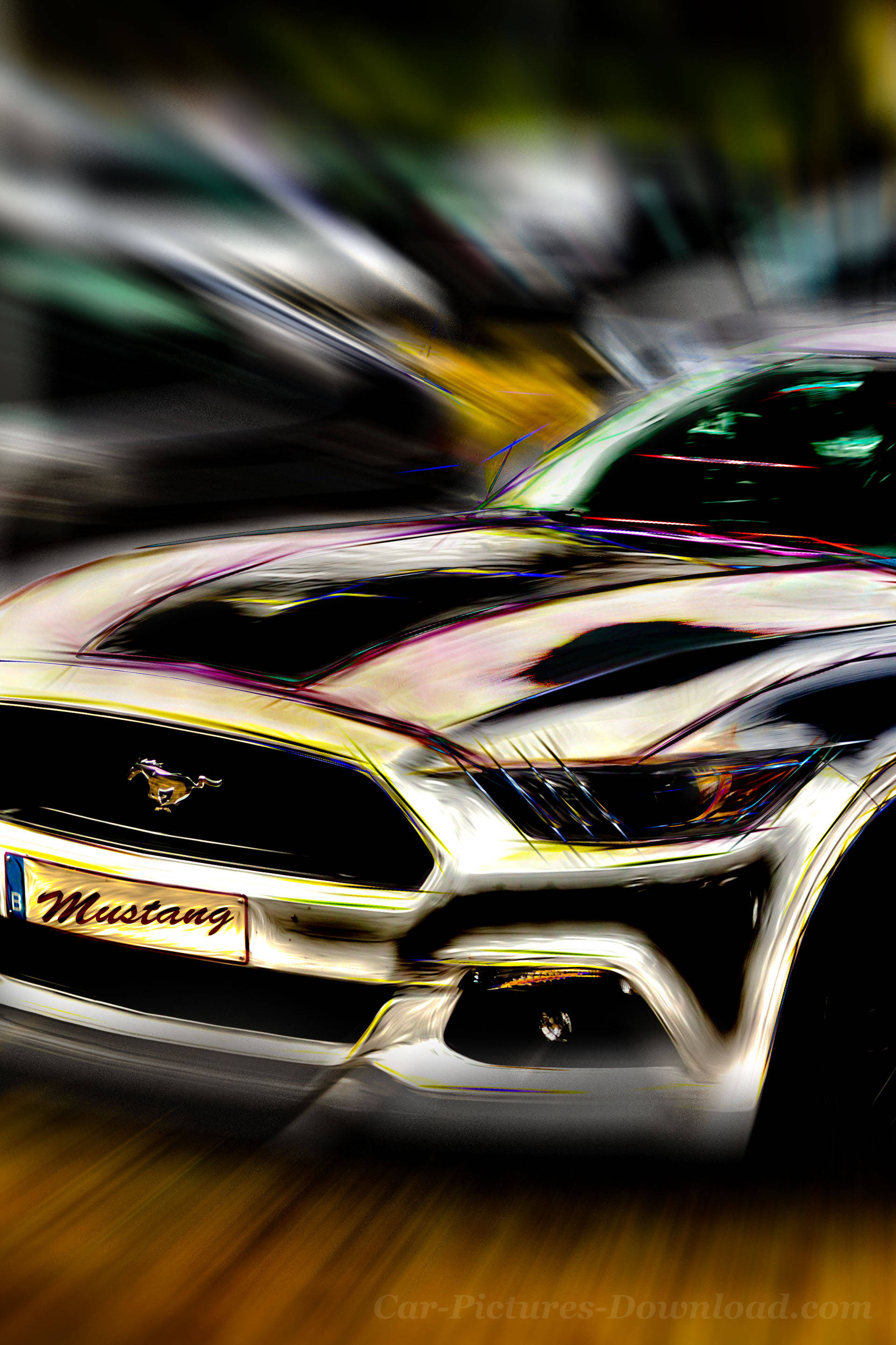 Ford Mustang, silver, motion blur, 2K Phone Wallpaper