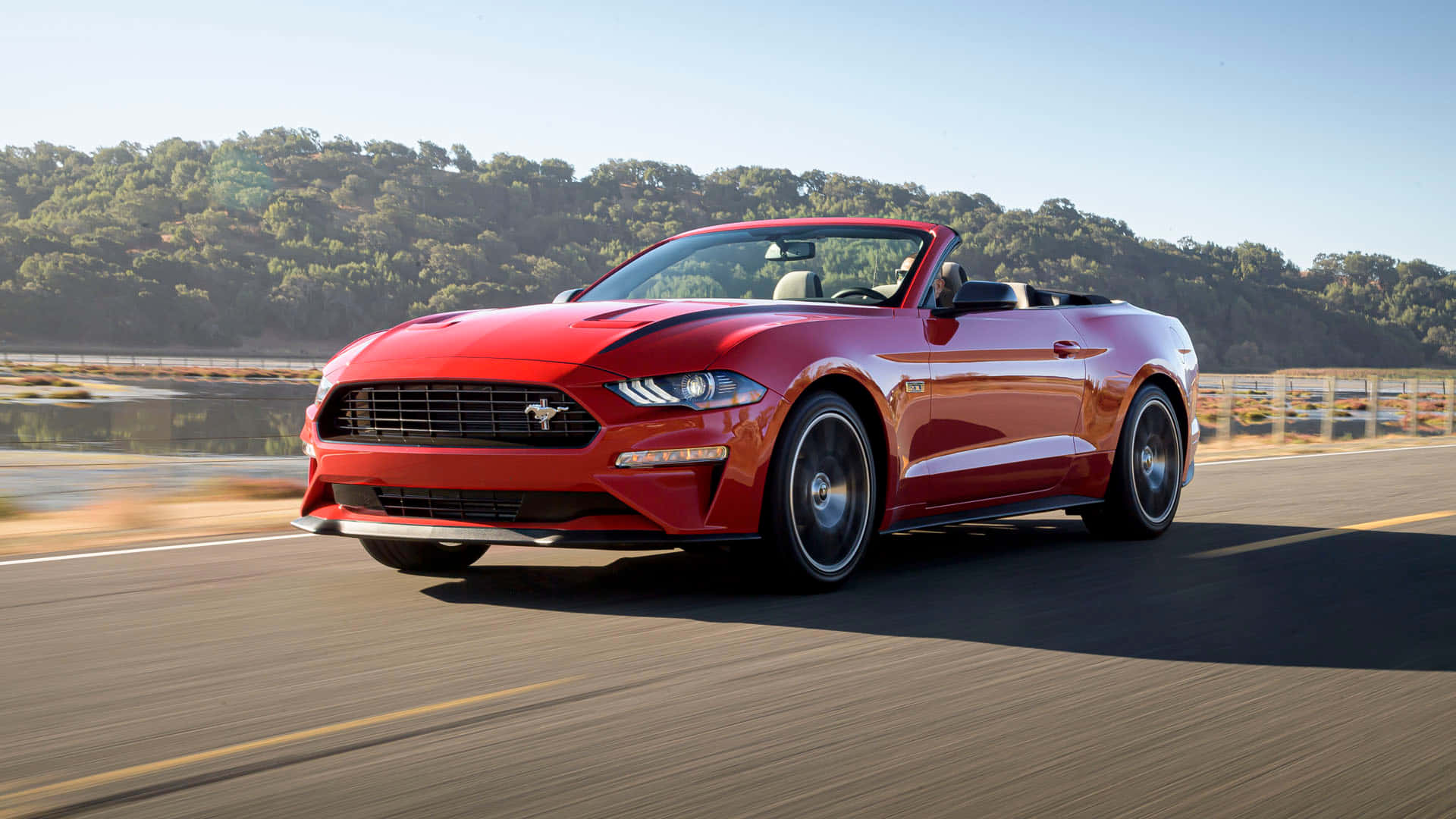 Ford Mustang Ecoboost, red, convertible, Full HD Desktop Wallpaper