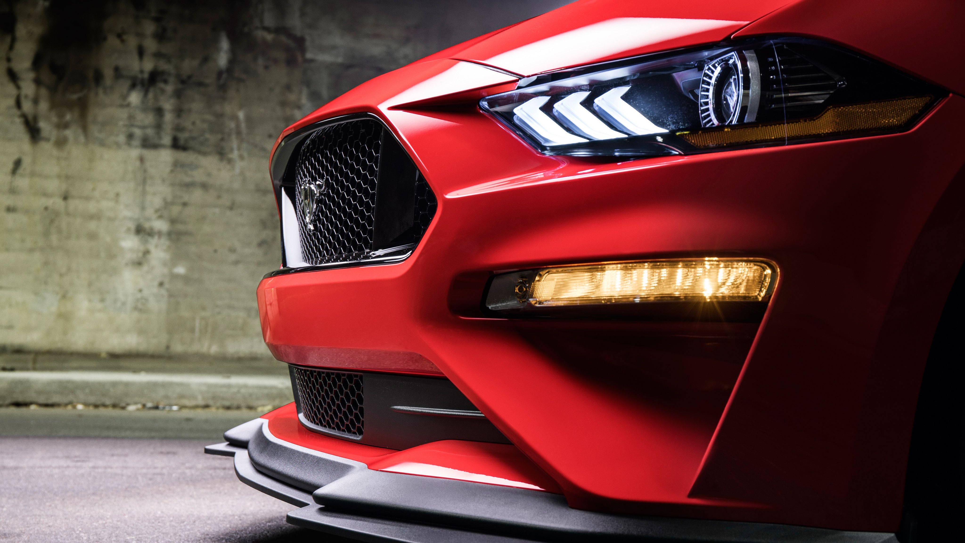 Ford Mustang GT, red, aggressive front fascia, 4K Desktop Wallpaper